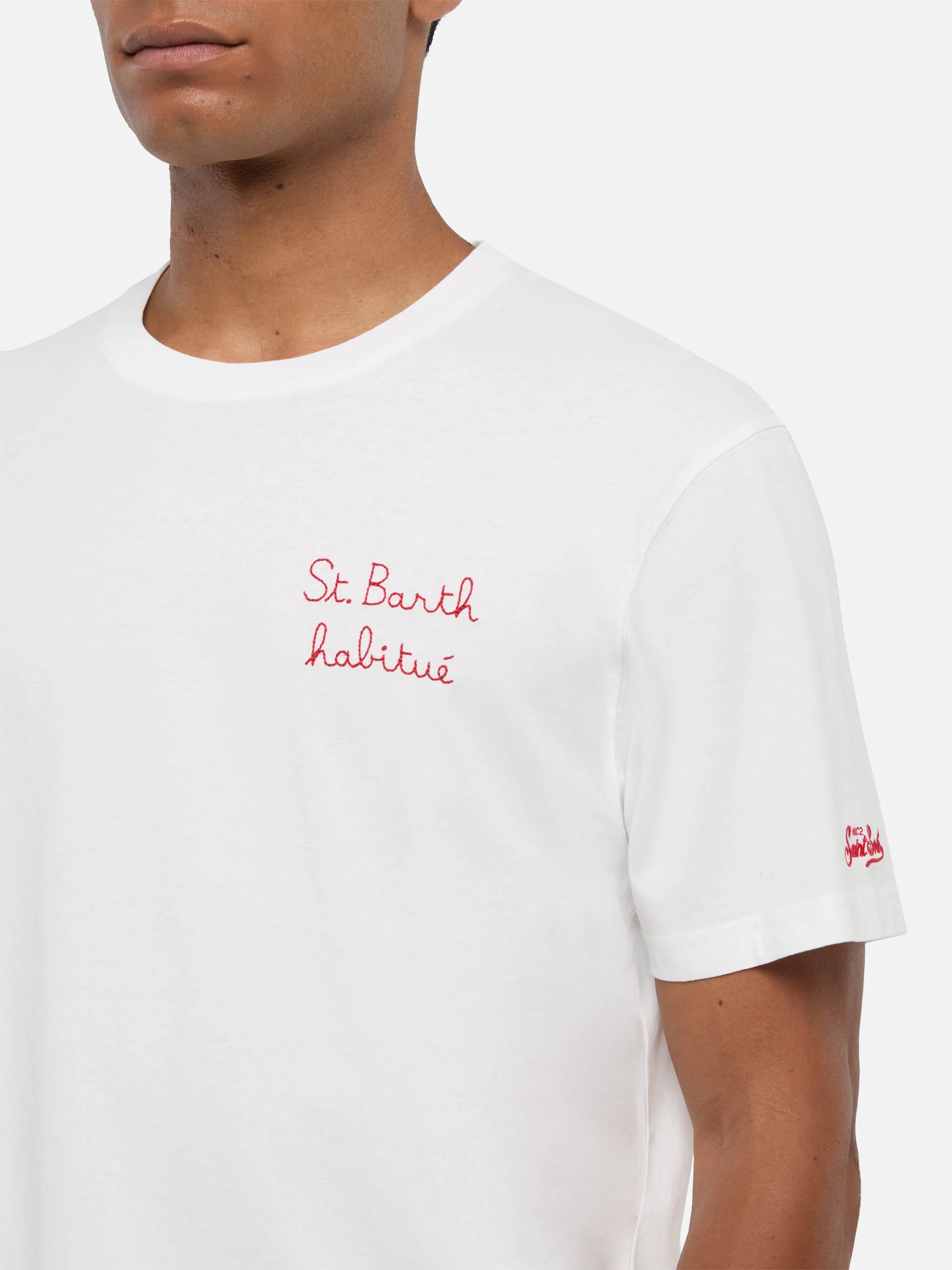 Cotton jersey t-shirt Portofino with St. Barth habituè embroidery - Image 2