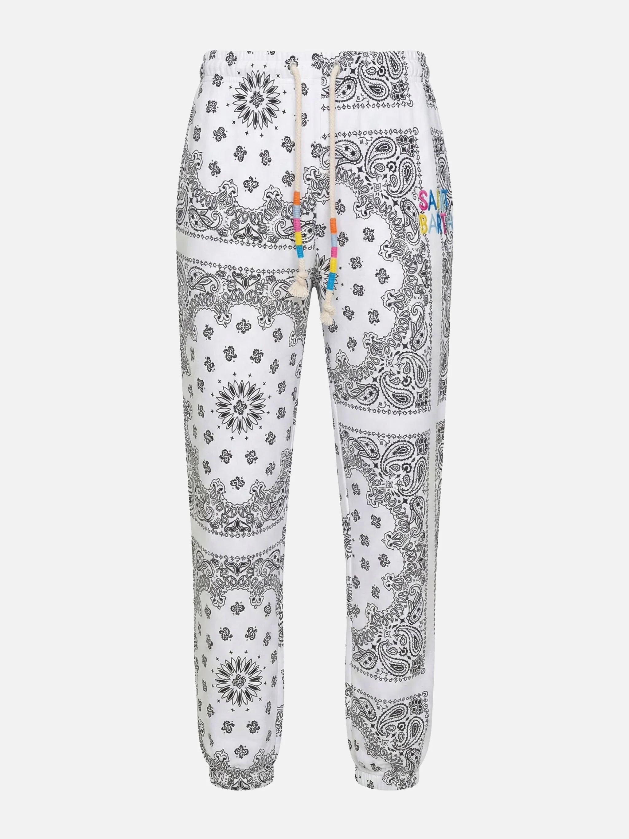 Cotton joggers with bandanna print