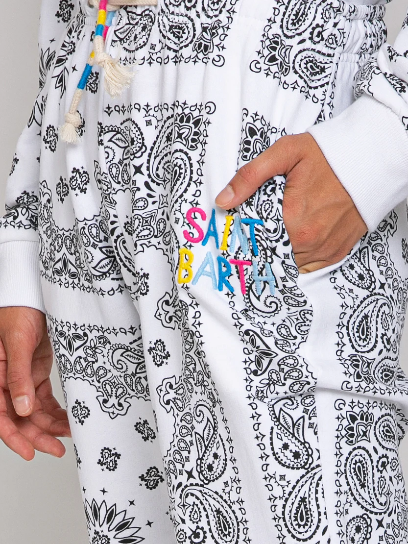 Cotton joggers with bandanna print - Image 5