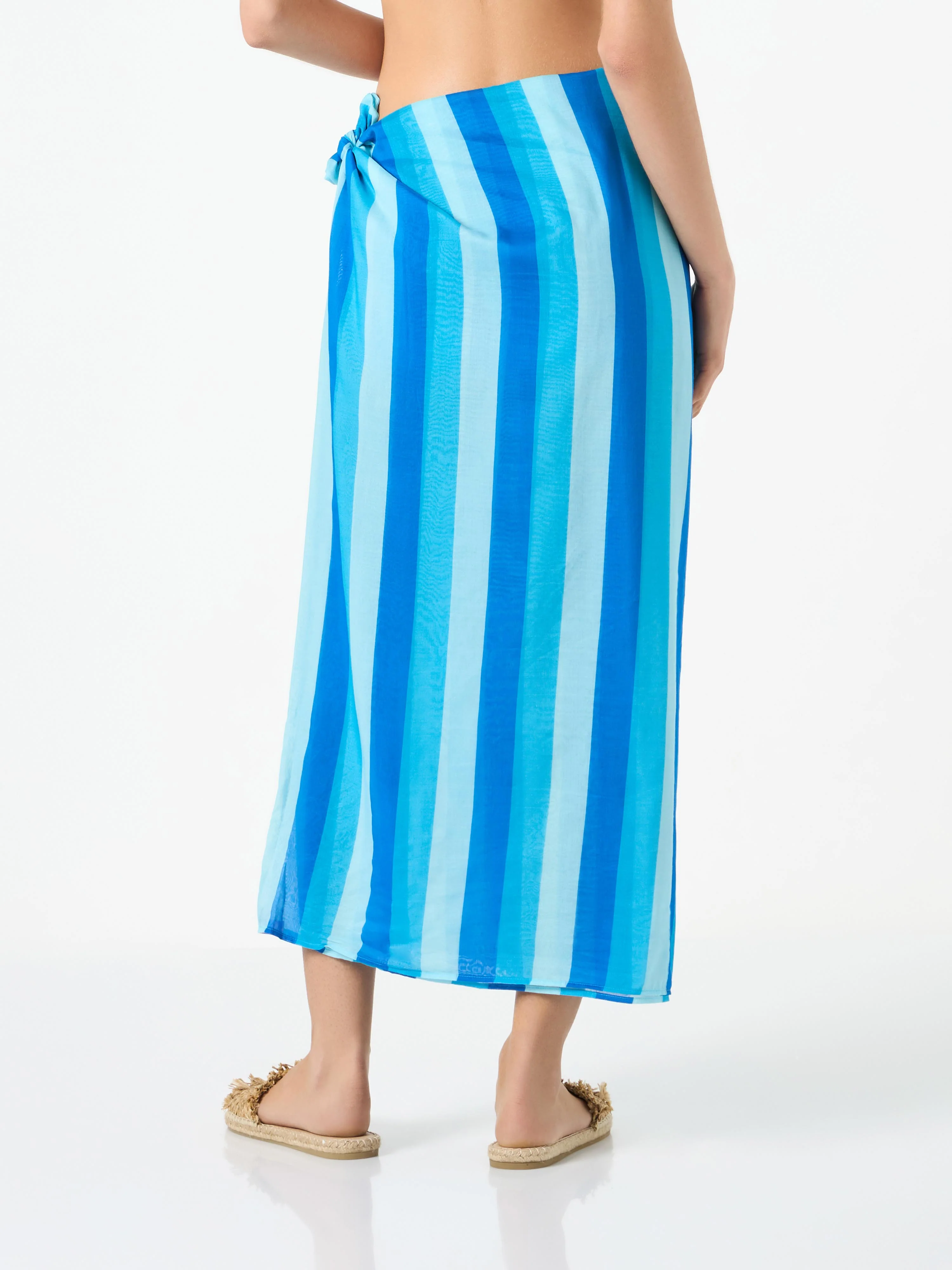 Cotton pareo skirt with striped print - Image 2