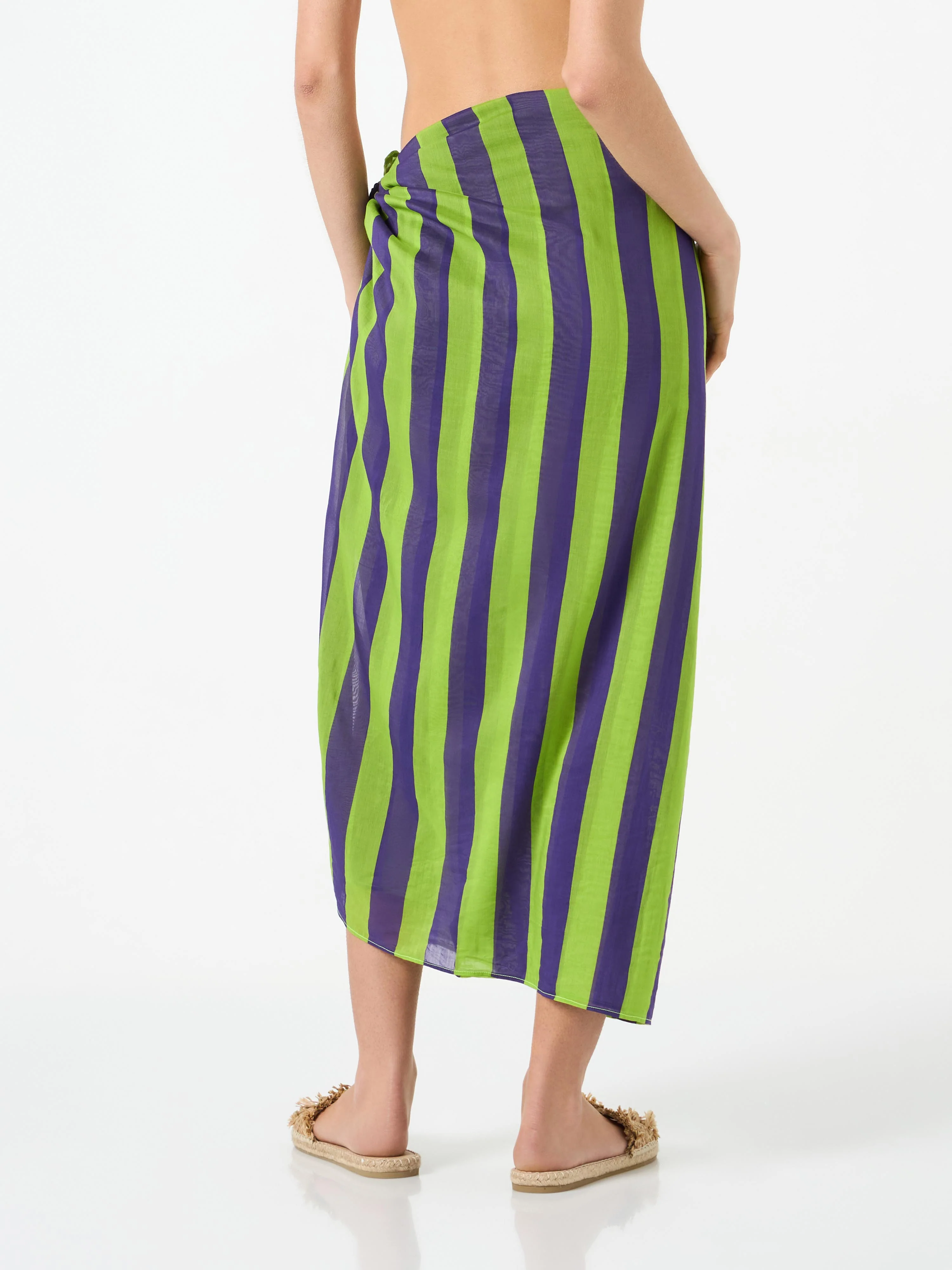 Cotton pareo with striped print - Image 2