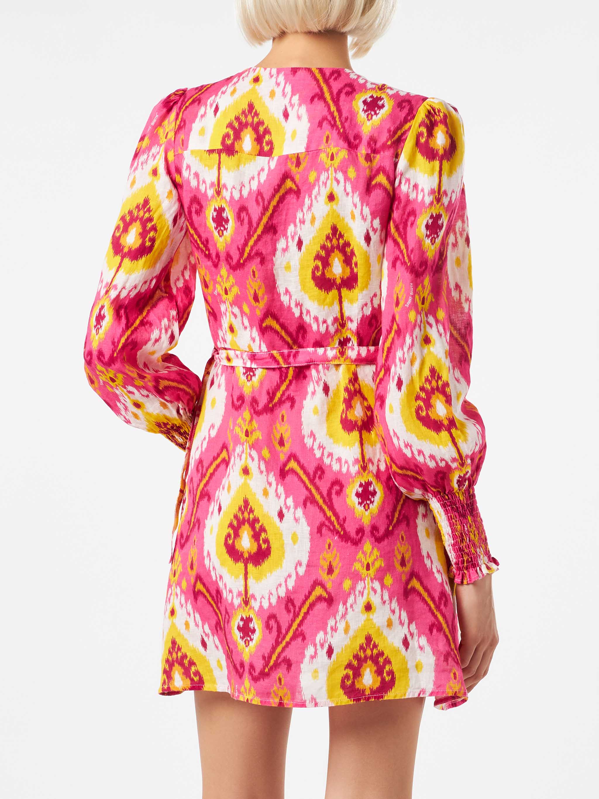 Linen short dress Brilly with ikat print - Image 2