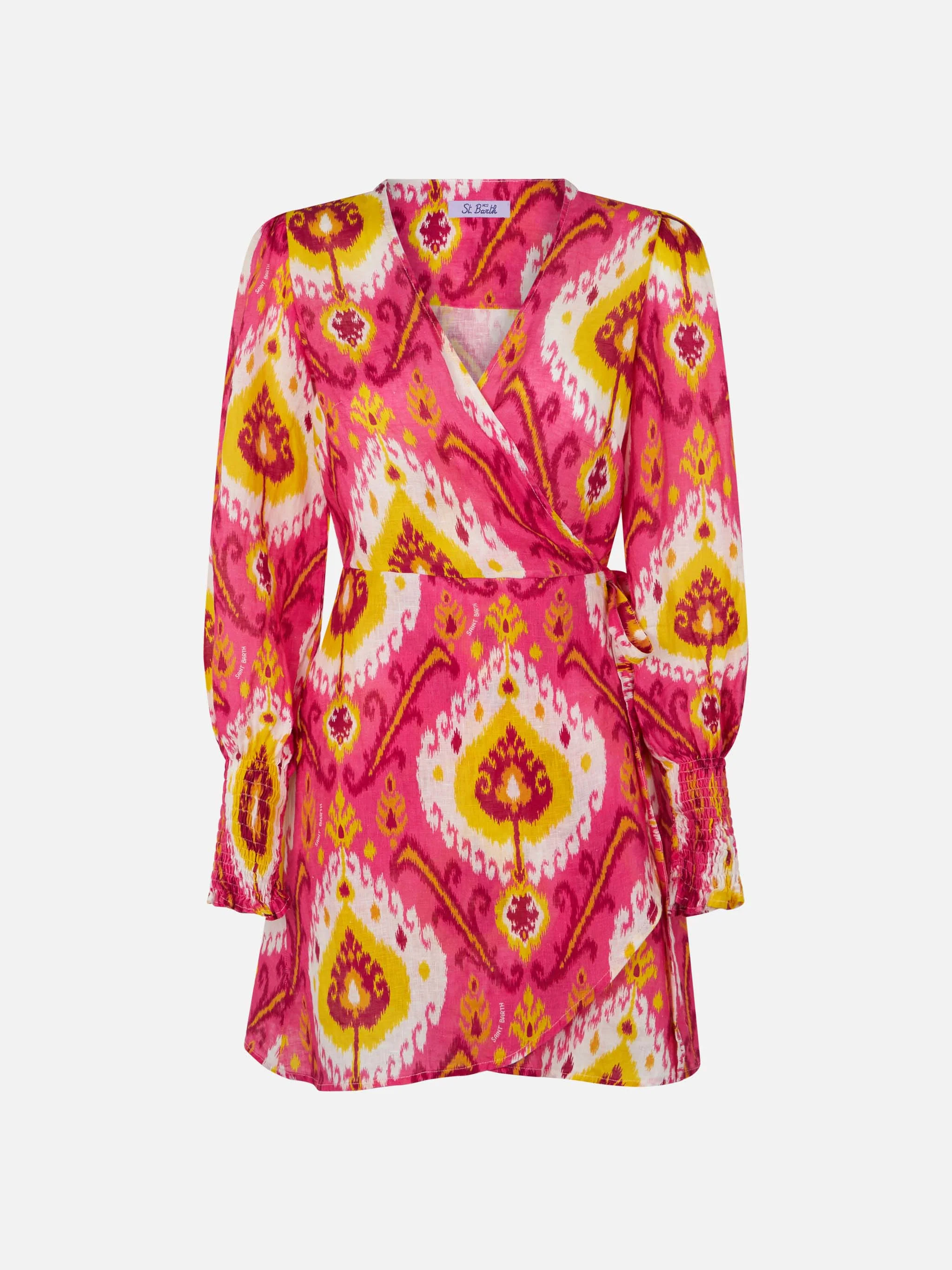 Linen short dress Brilly with ikat print - Image 4