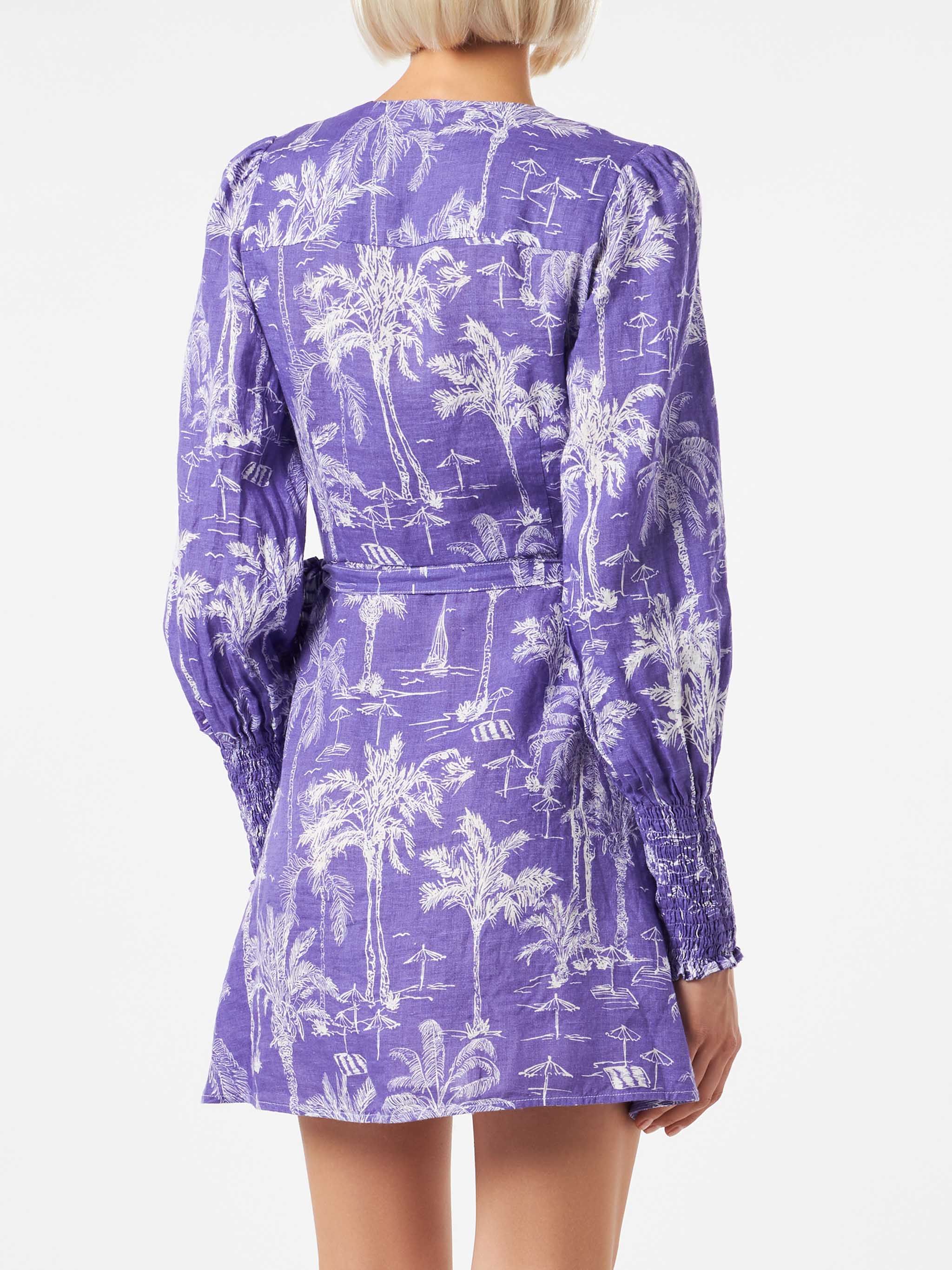 Linen short dress Brilly with toile de jouy print - Image 2