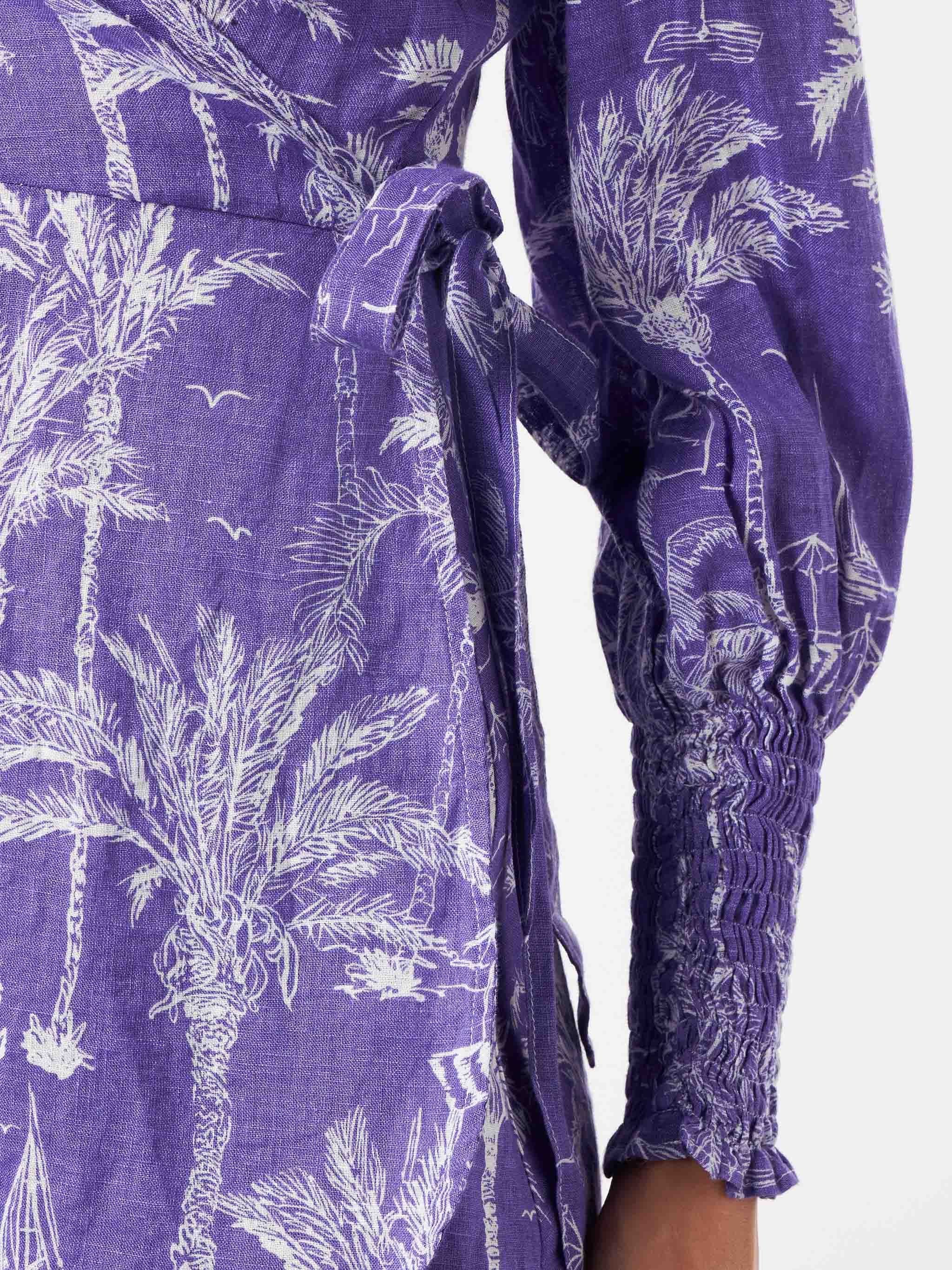 Linen short dress Brilly with toile de jouy print - Image 3