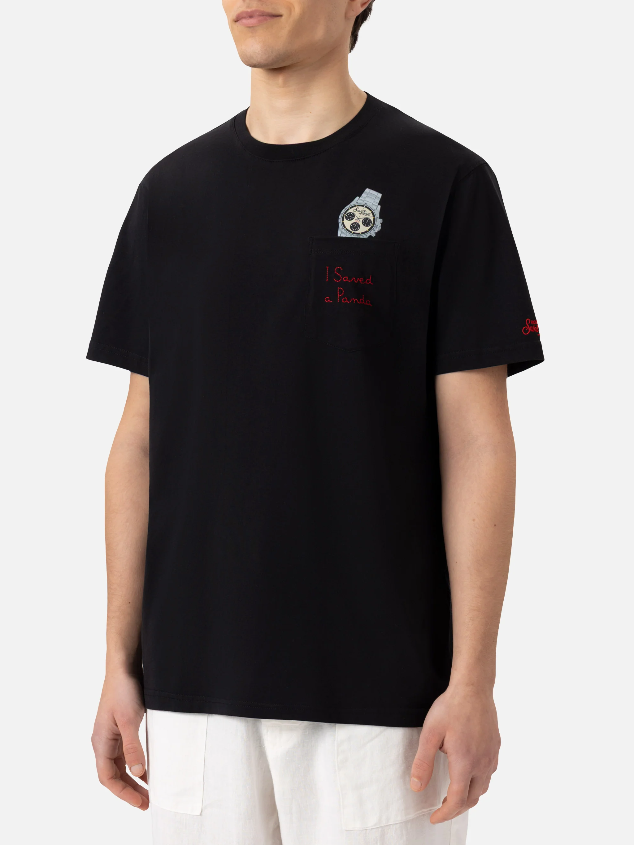 Cotton t-shirt Austin with embroidery and watch print - Image 3