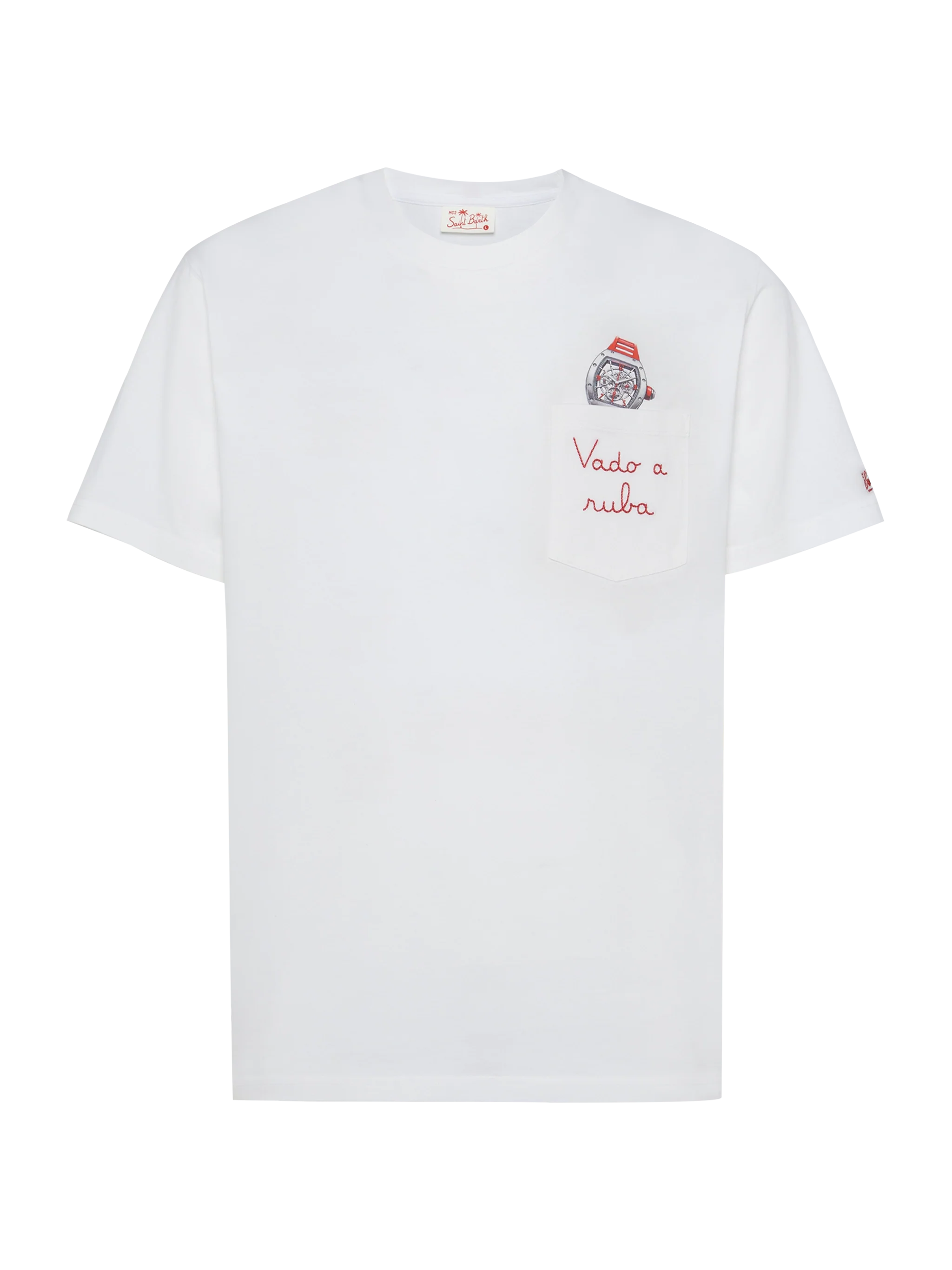 Cotton t-shirt Austin with embroidery and watch print