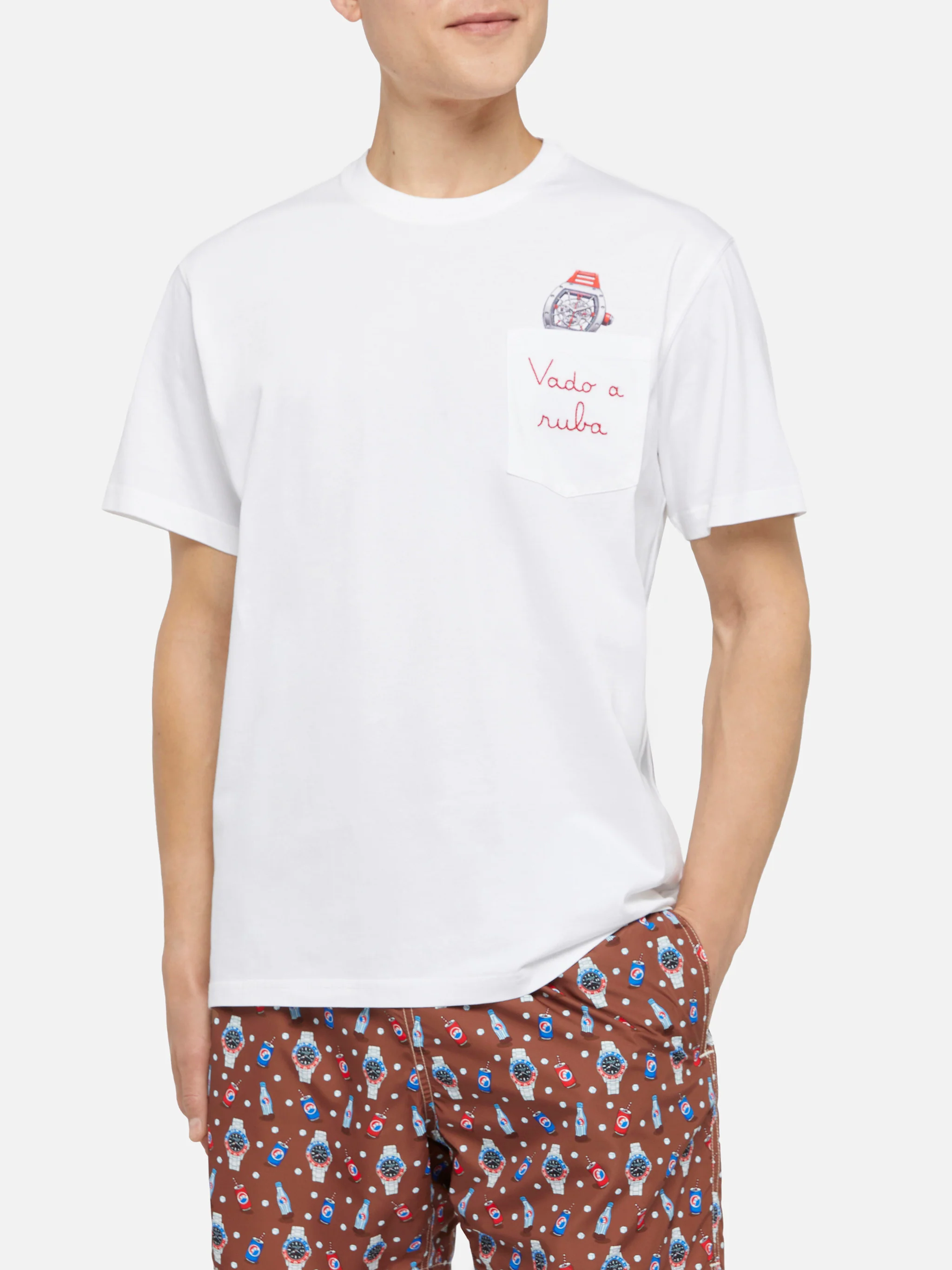 Cotton t-shirt Austin with embroidery and watch print - Image 3