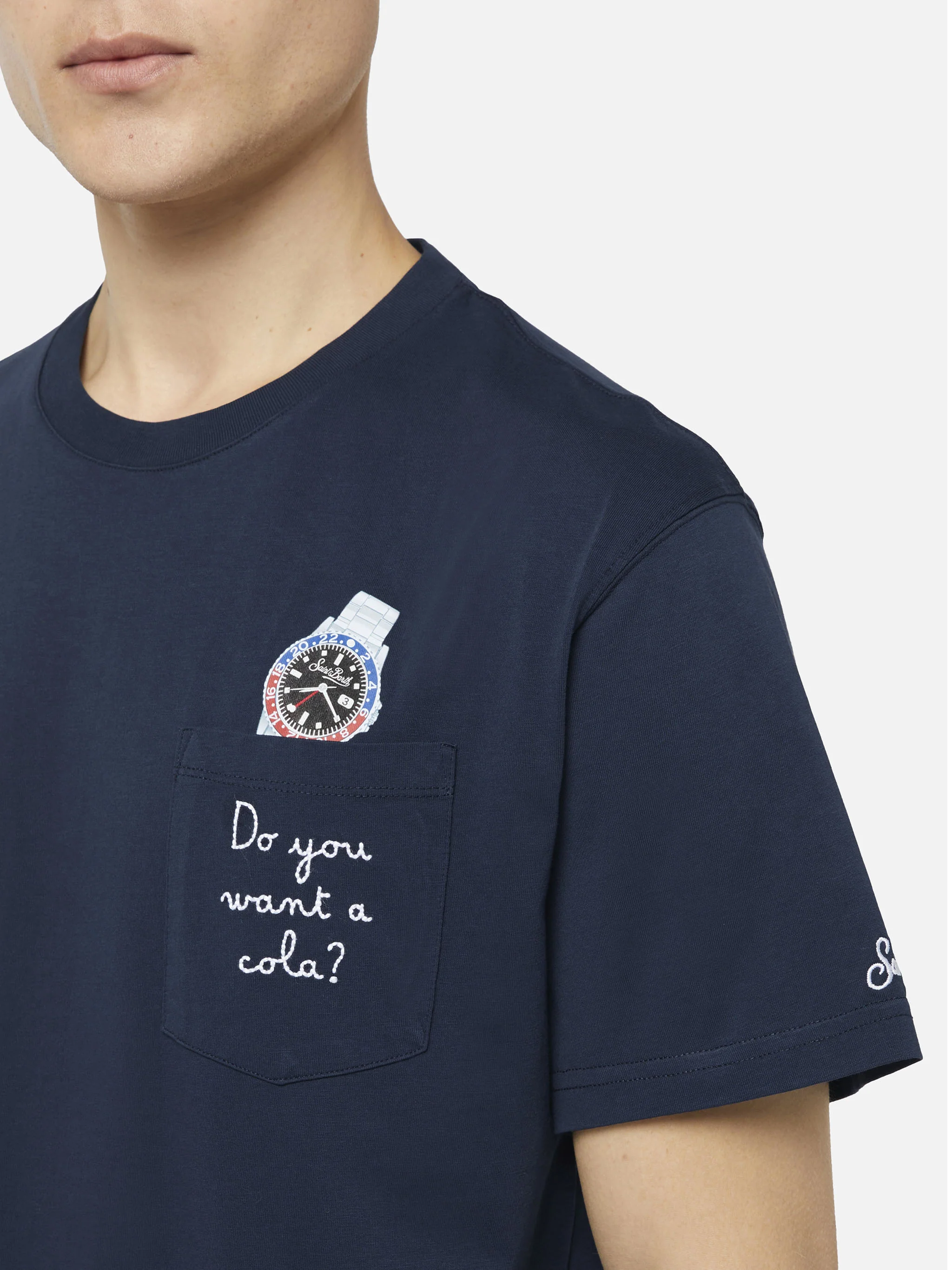 Cotton t-shirt Austin with embroidery and watch print - Image 2