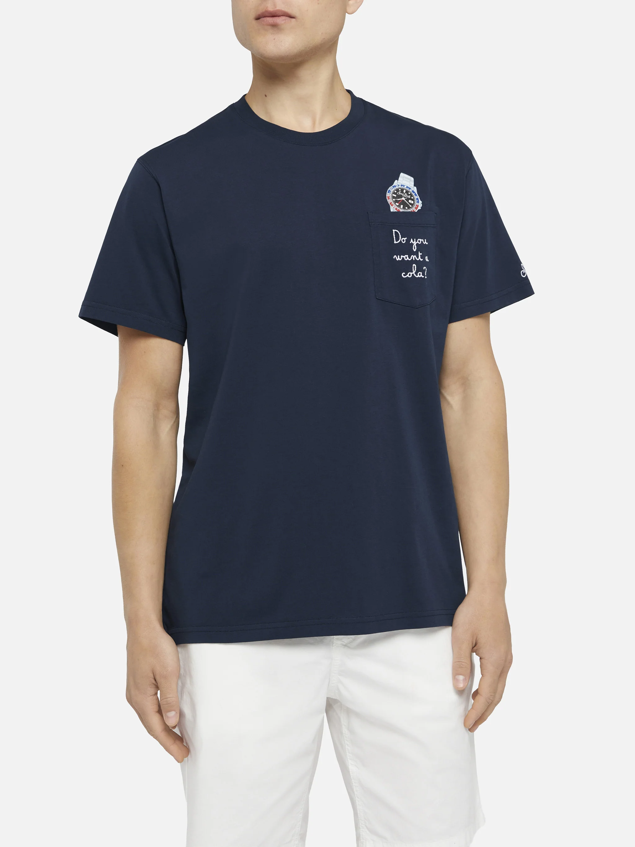 Cotton t-shirt Austin with embroidery and watch print - Image 3