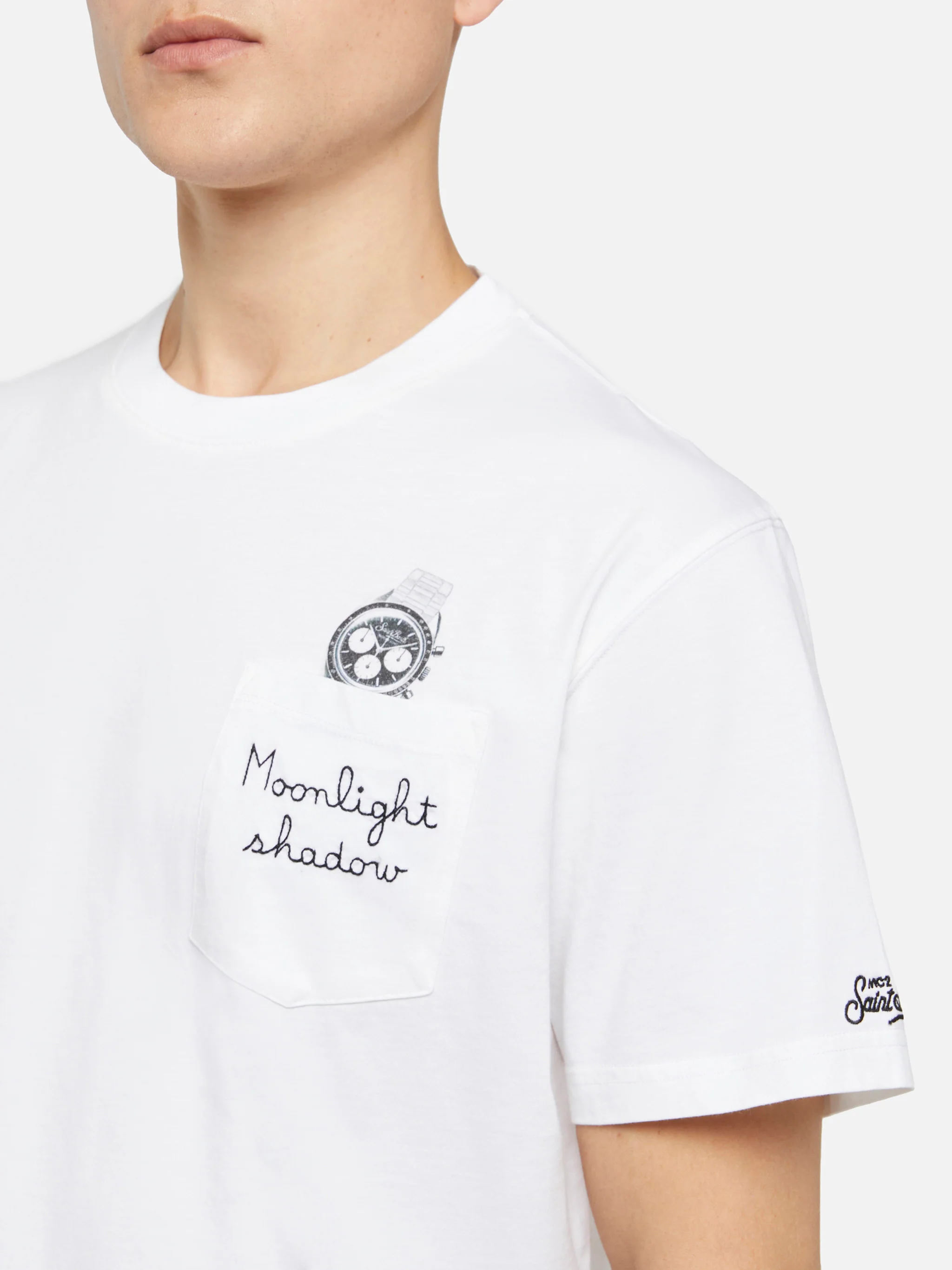 Cotton t-shirt Austin with embroidery and watch print - Image 2