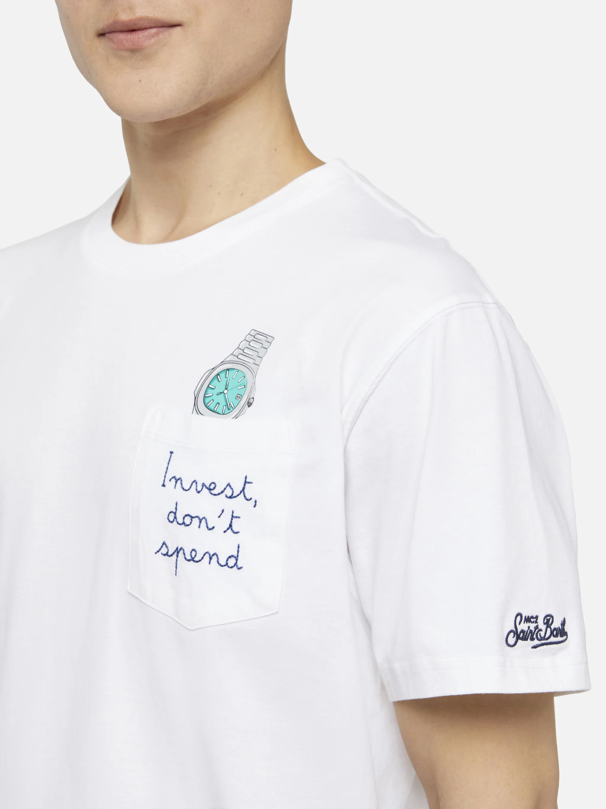 Cotton t-shirt Austin with embroidery and watch print - Image 2