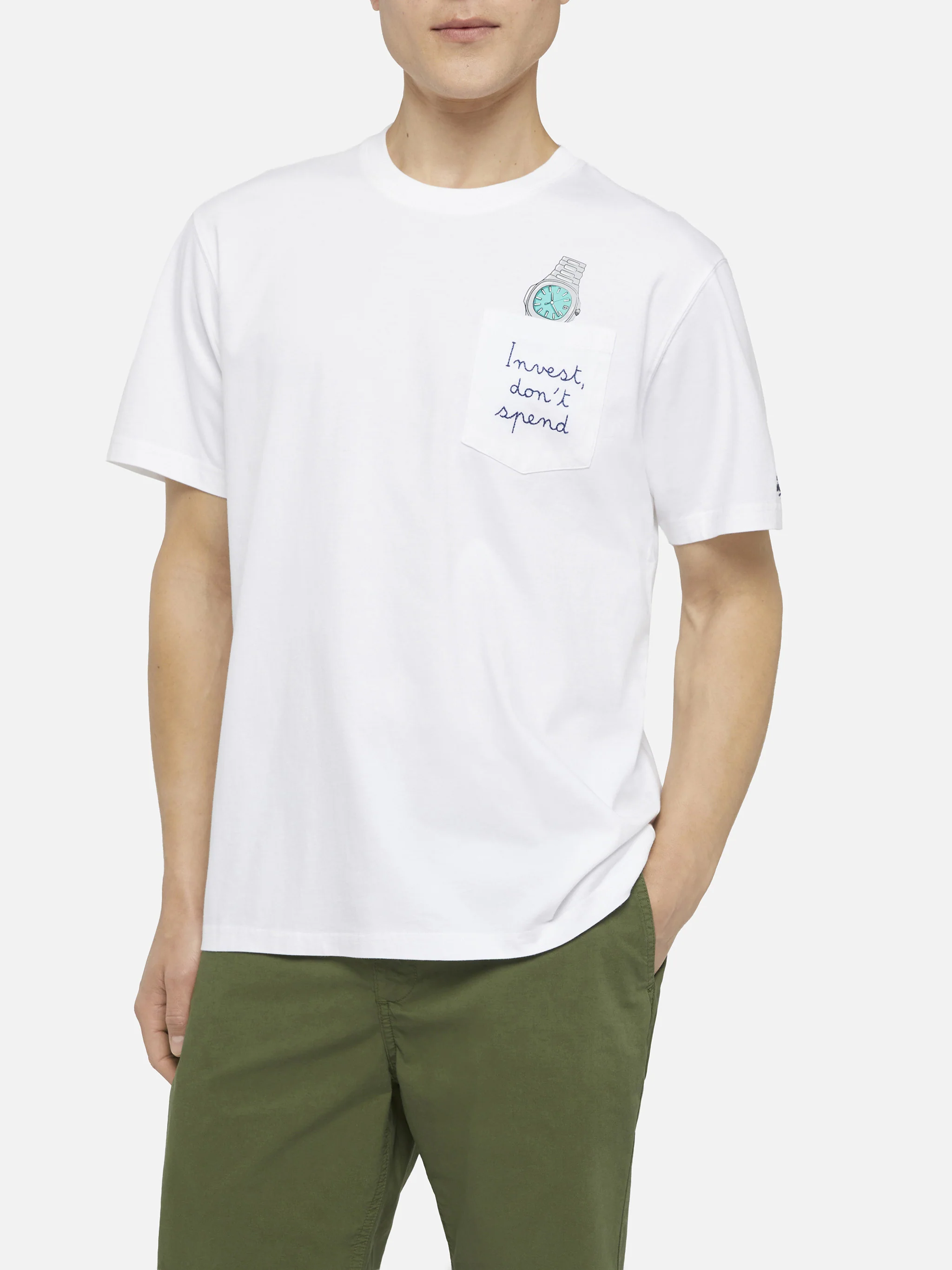 Cotton t-shirt Austin with embroidery and watch print - Image 3