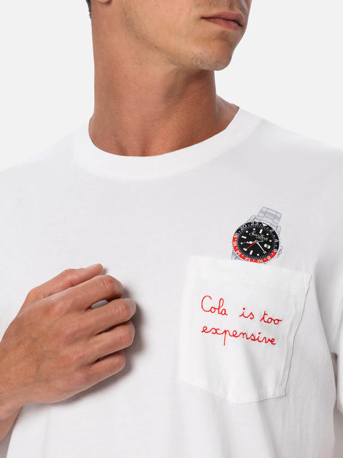 Cotton t-shirt Austin with embroidery and watch print - Image 2
