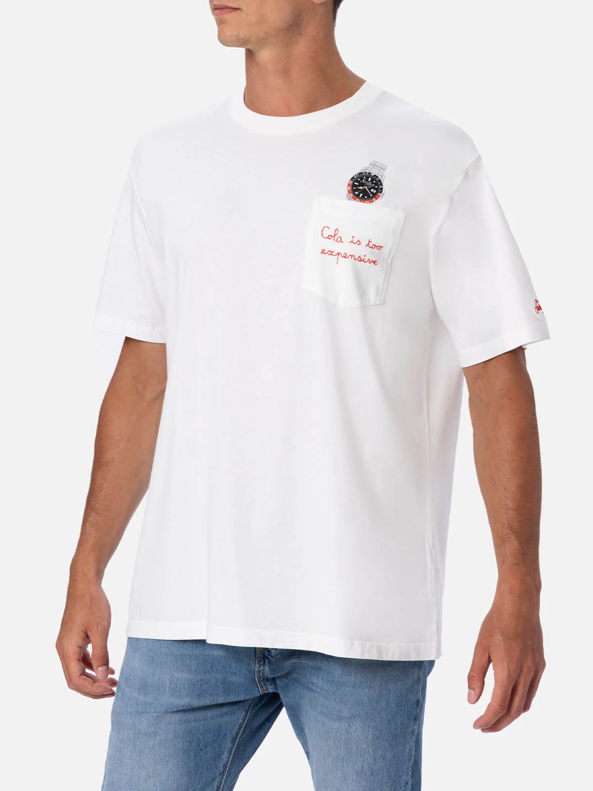 Cotton t-shirt Austin with embroidery and watch print - Image 3
