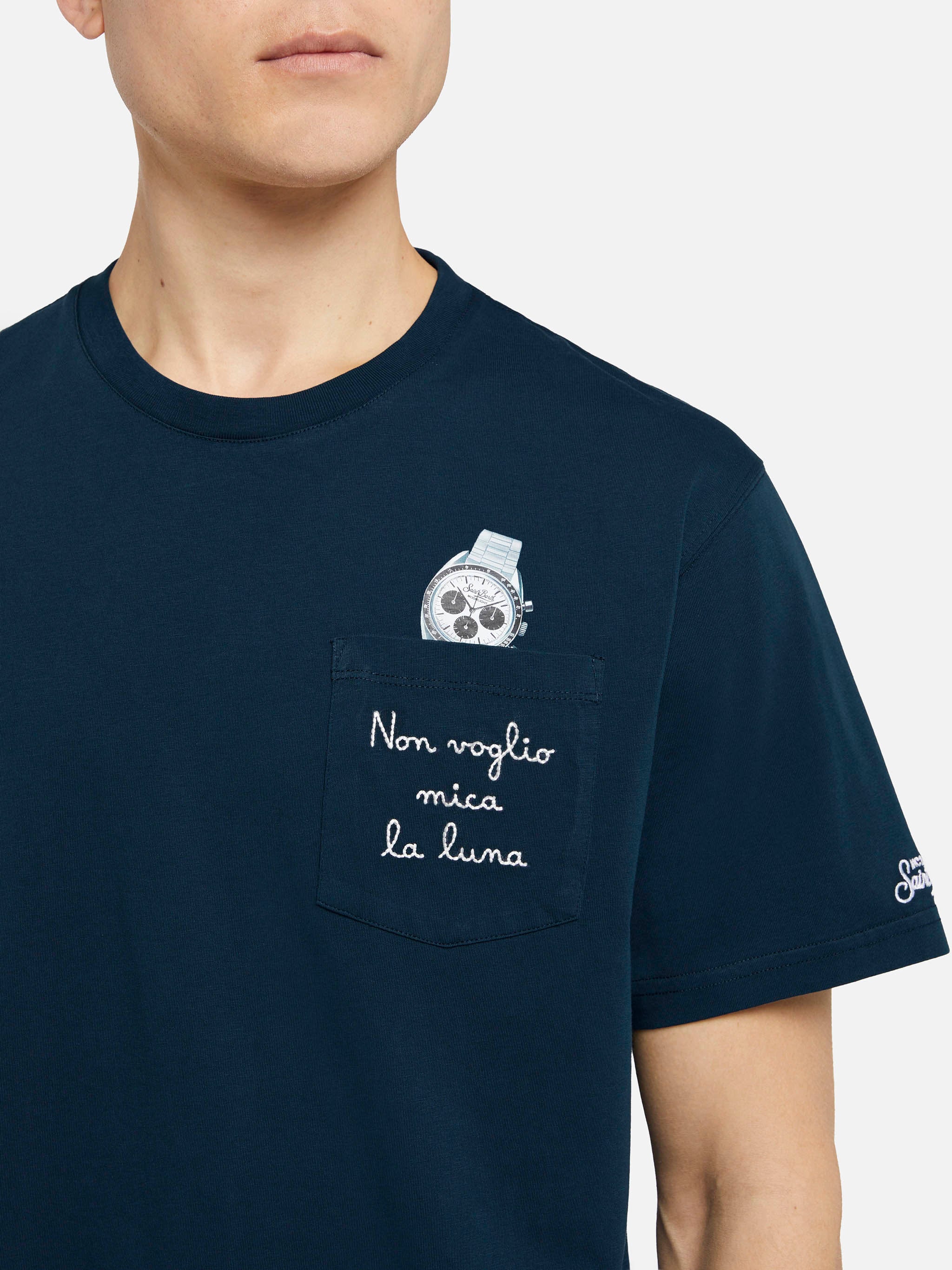 Cotton t-shirt Austin with embroidery and watch print - Image 2