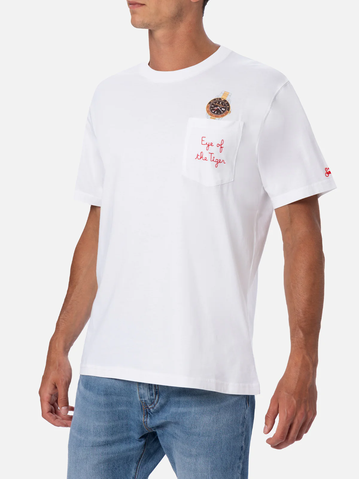 Cotton t-shirt Austin with embroidery and watch print - Image 3