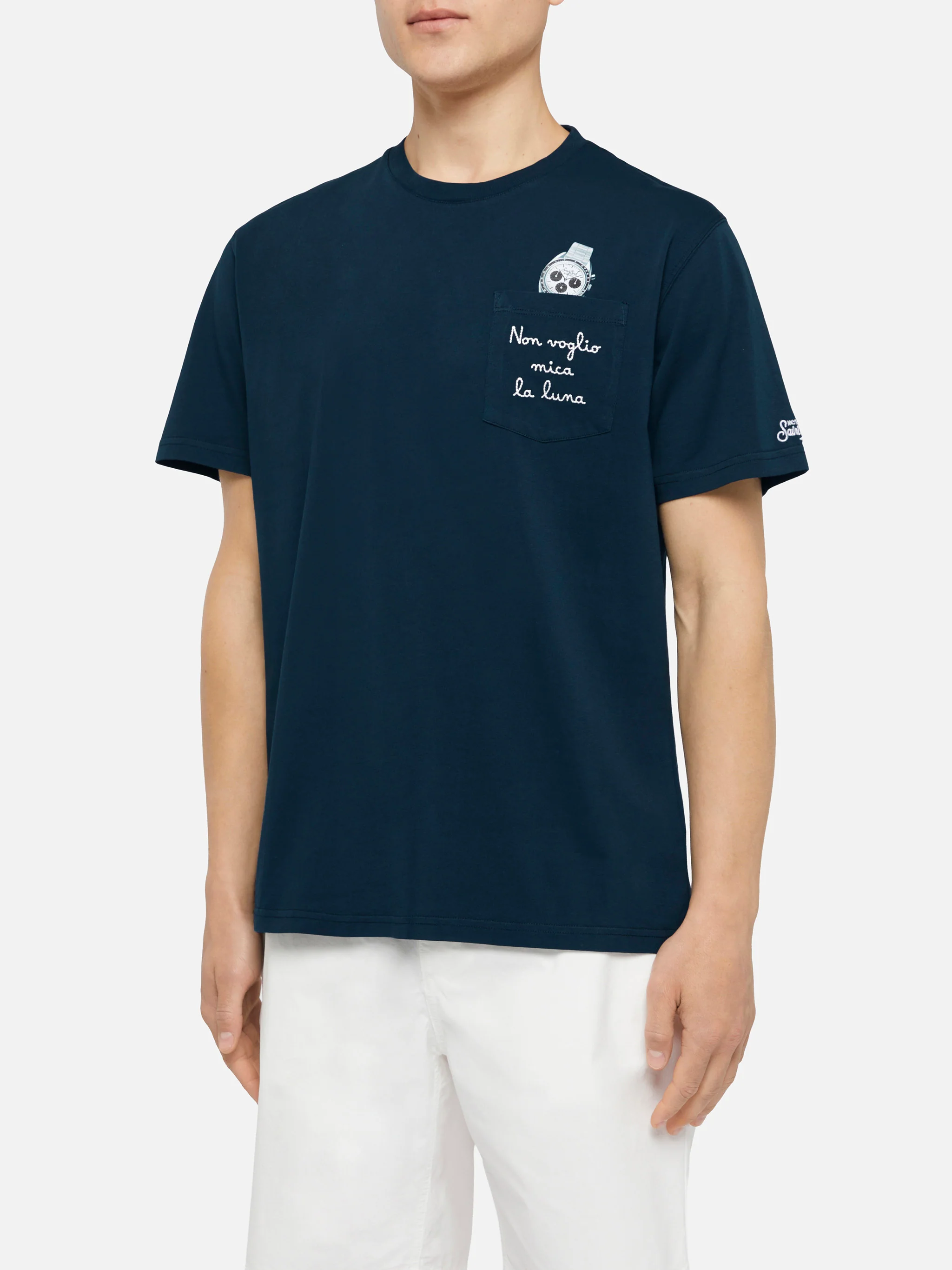 Cotton t-shirt Austin with embroidery and watch print - Image 3