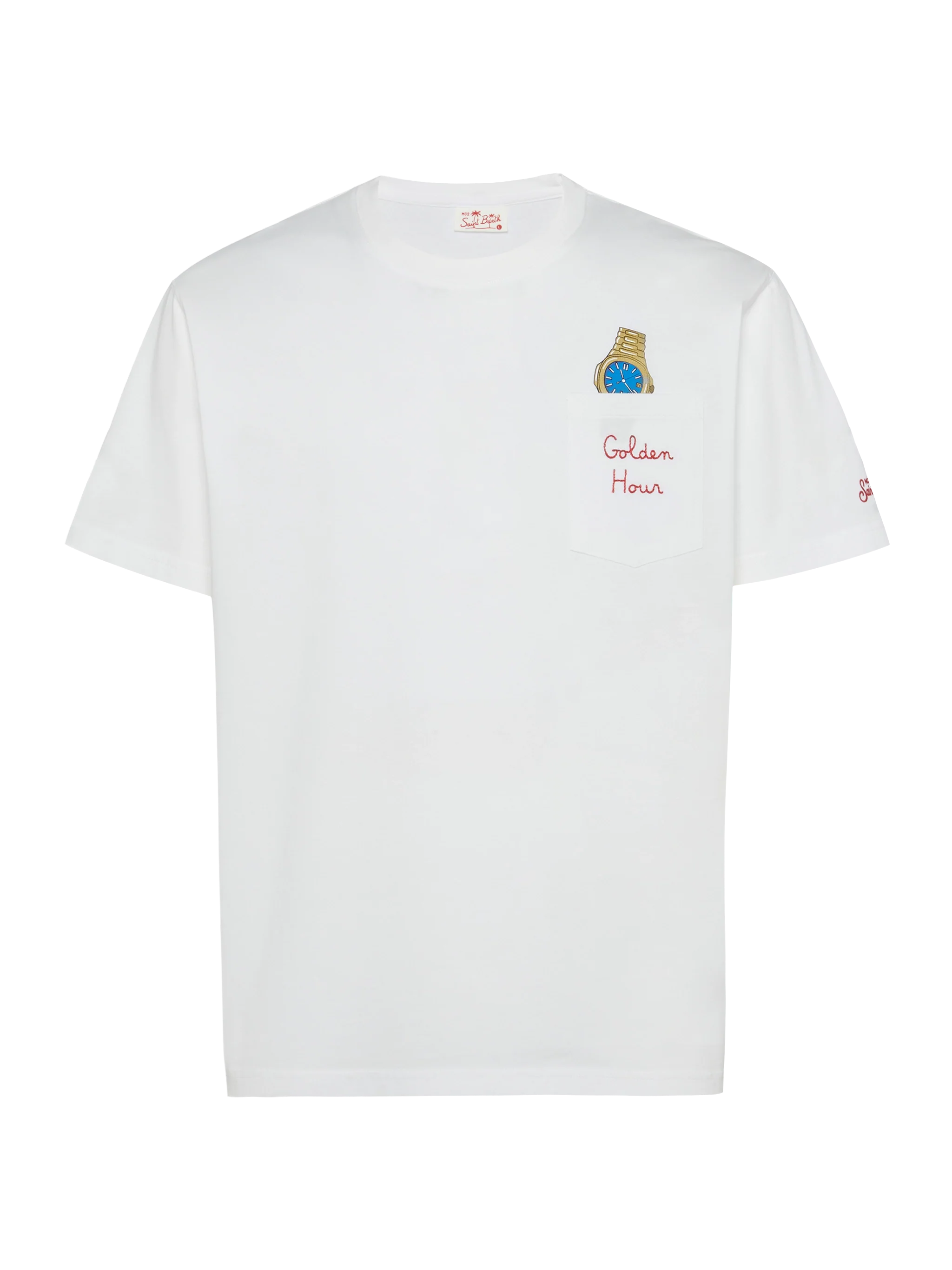 Cotton t-shirt Austin with embroidery and watch print