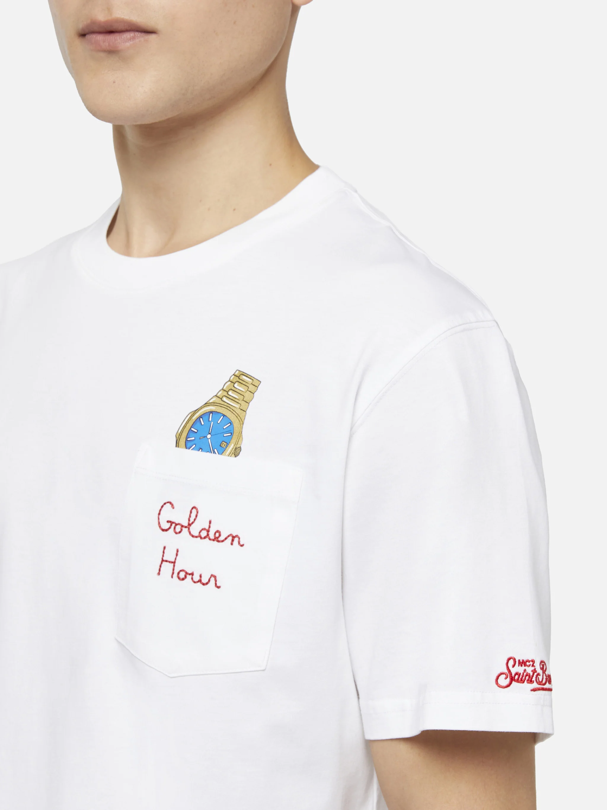 Cotton t-shirt Austin with embroidery and watch print - Image 2