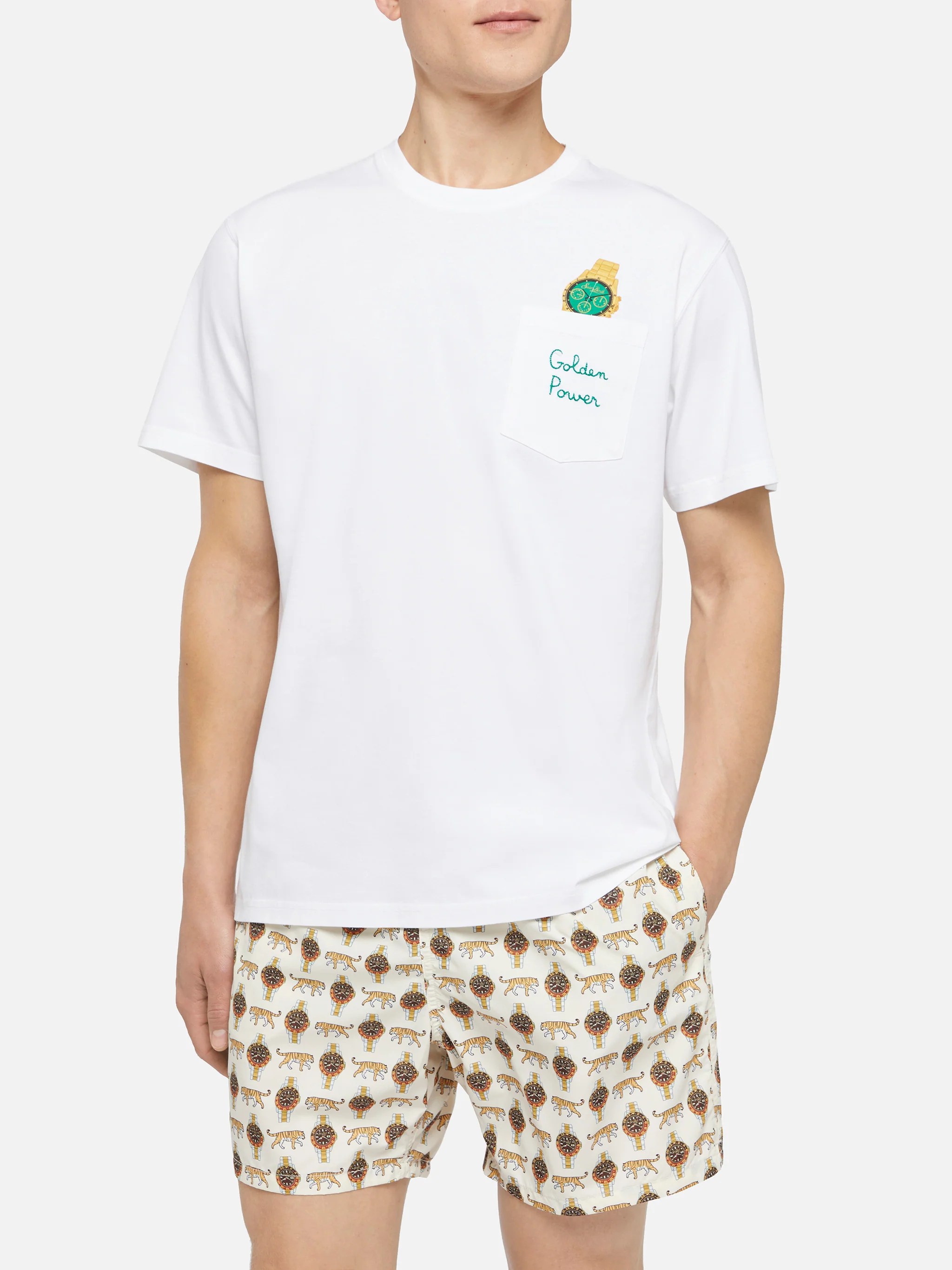 Cotton t-shirt Austin with embroidery and watch print - Image 3