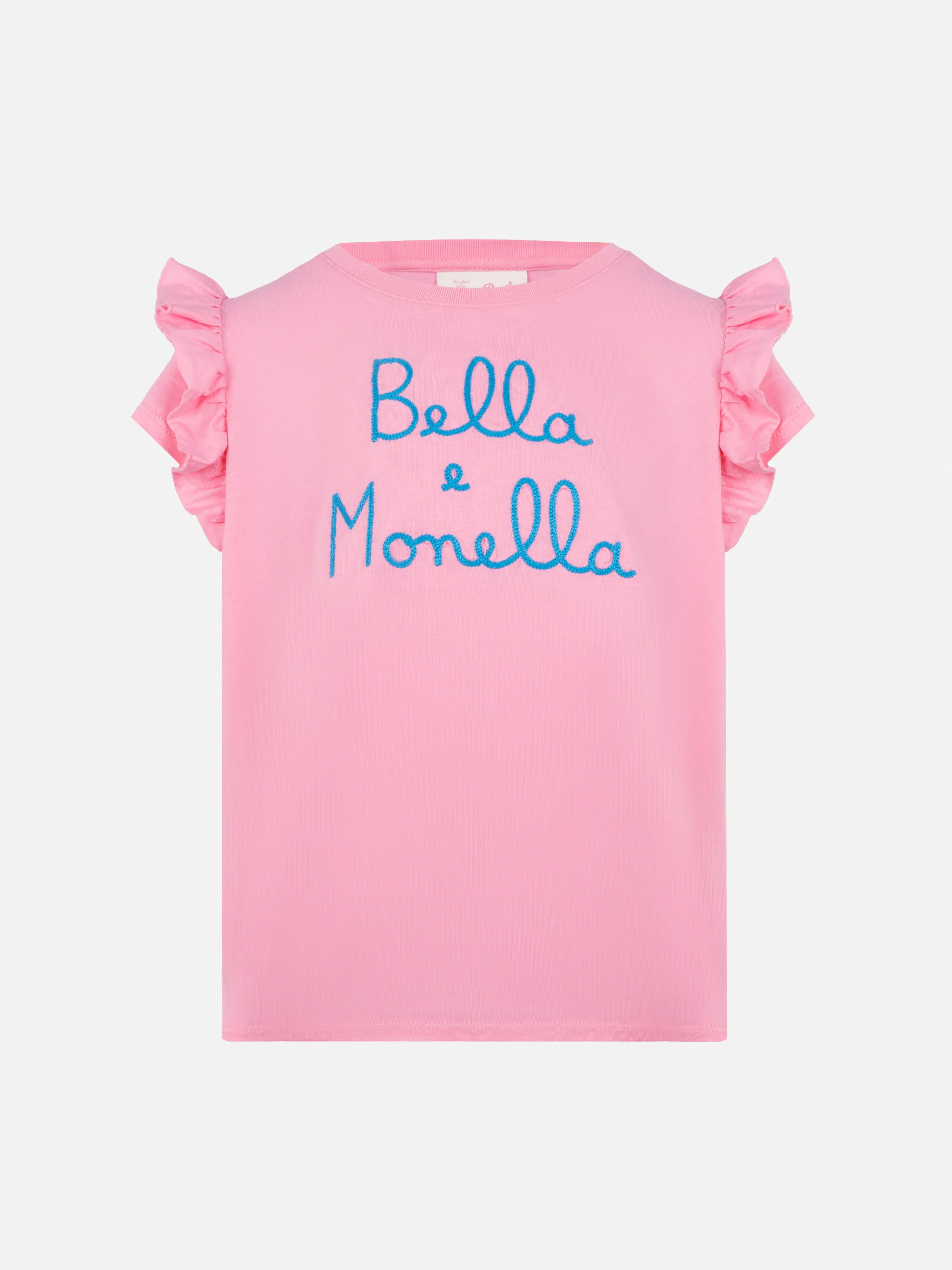 Cotton t-shirt Baby with flounce and Bella e Monella embroidery