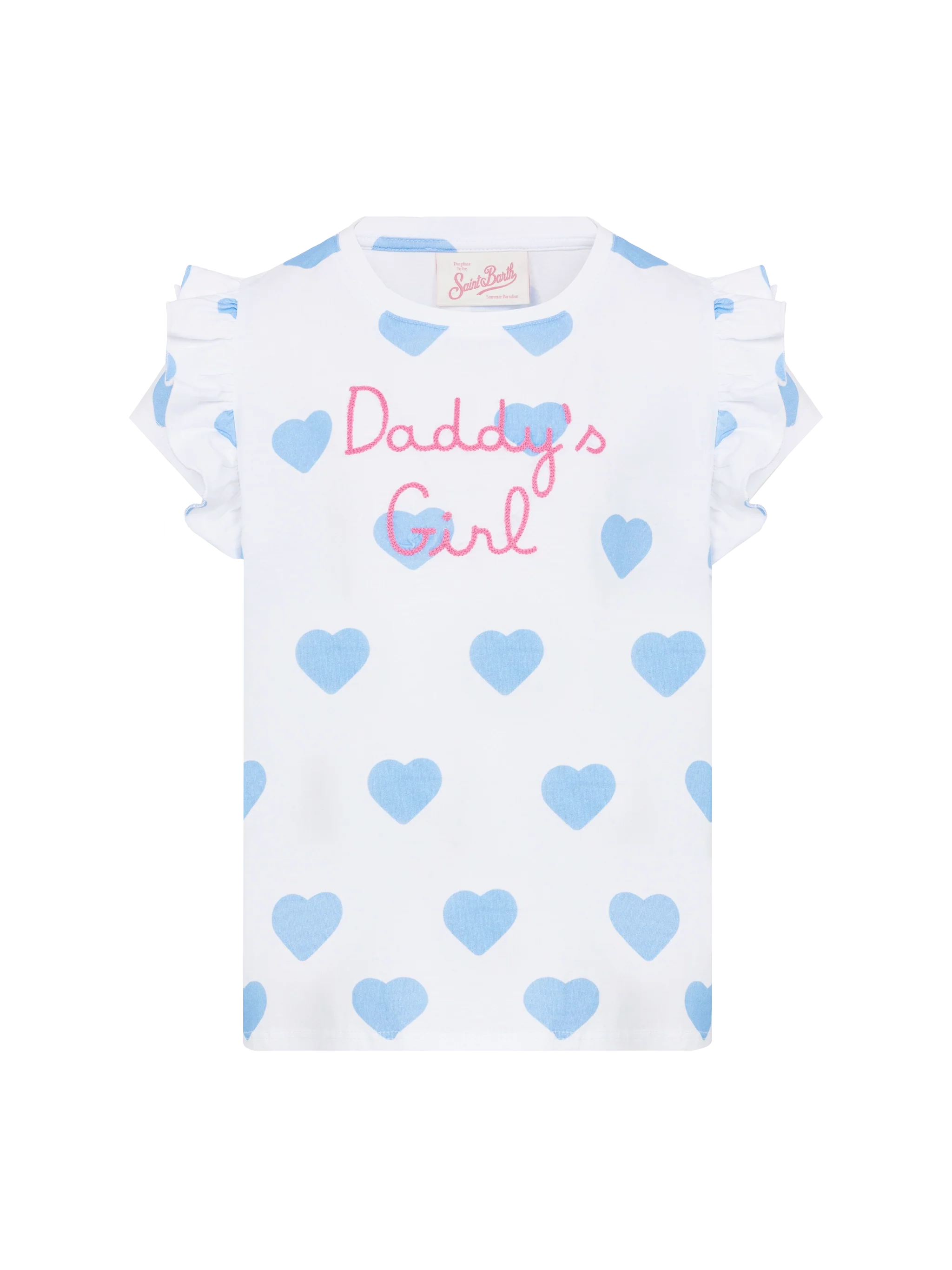 Cotton t-shirt Baby with flounce and Daddy's girl embroidery