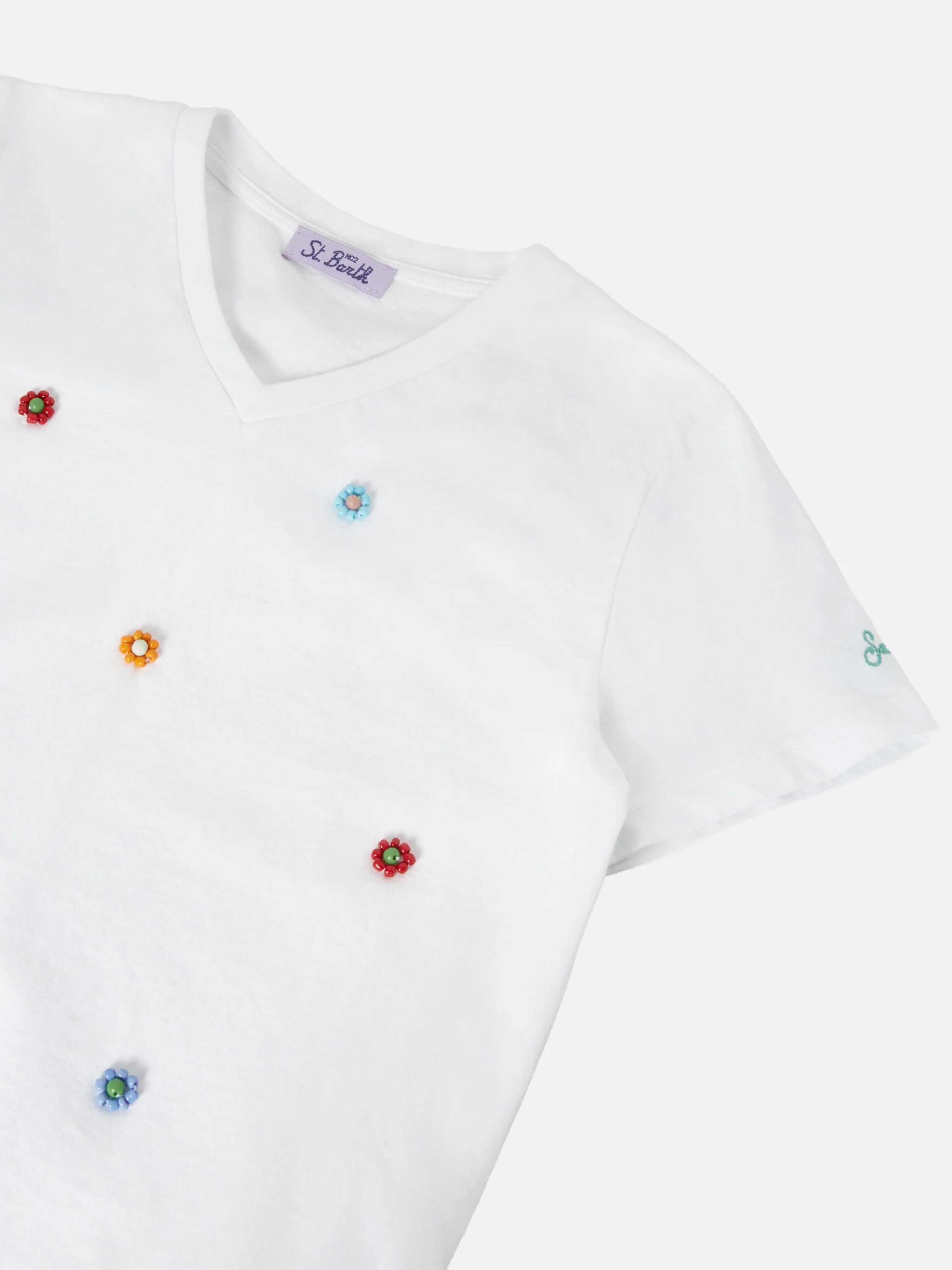 Cotton t-shirt Bessy Jr with beads embellishment - Image 2