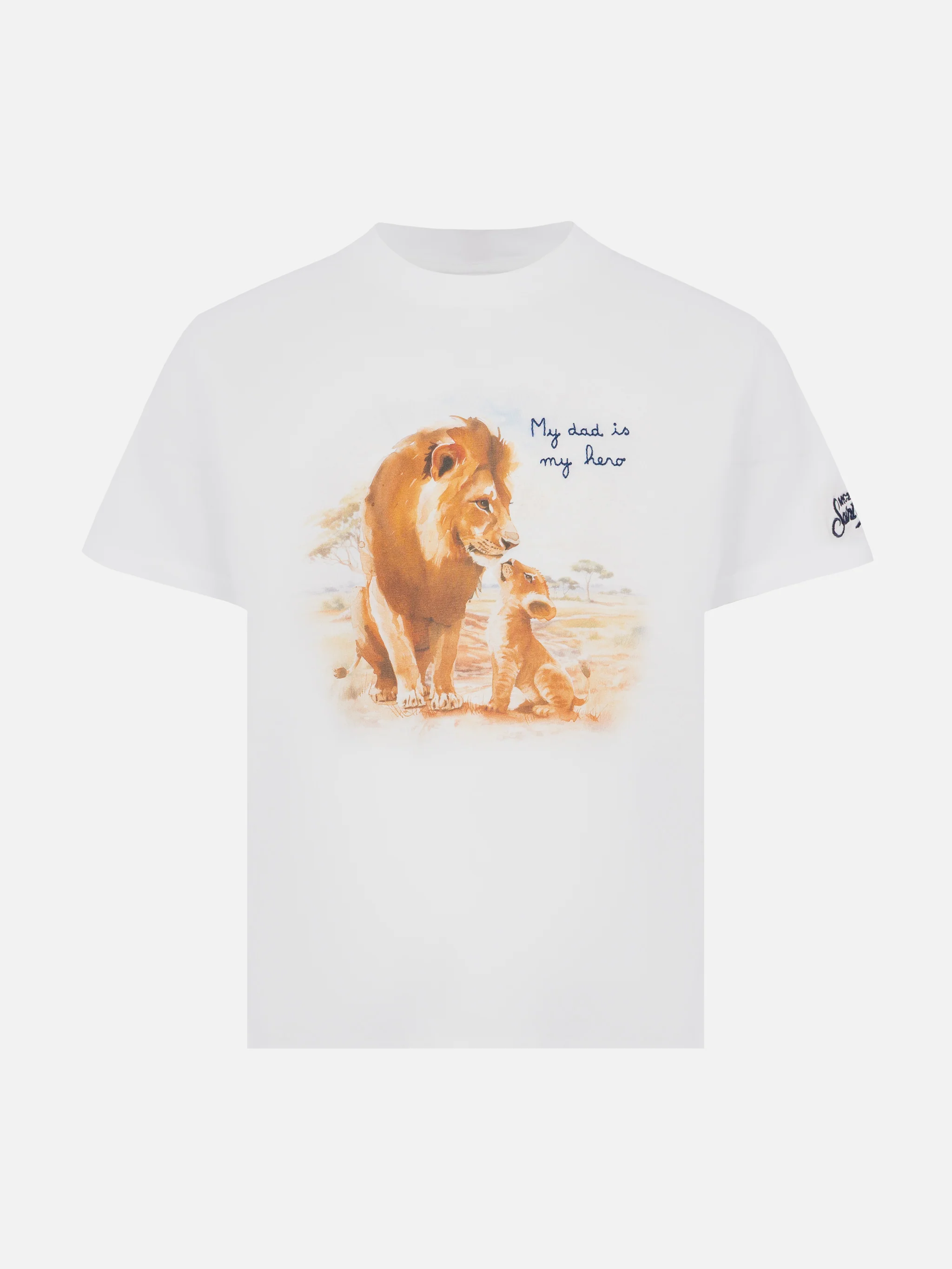 Cotton t-shirt with My Dad is my hero embroidery
