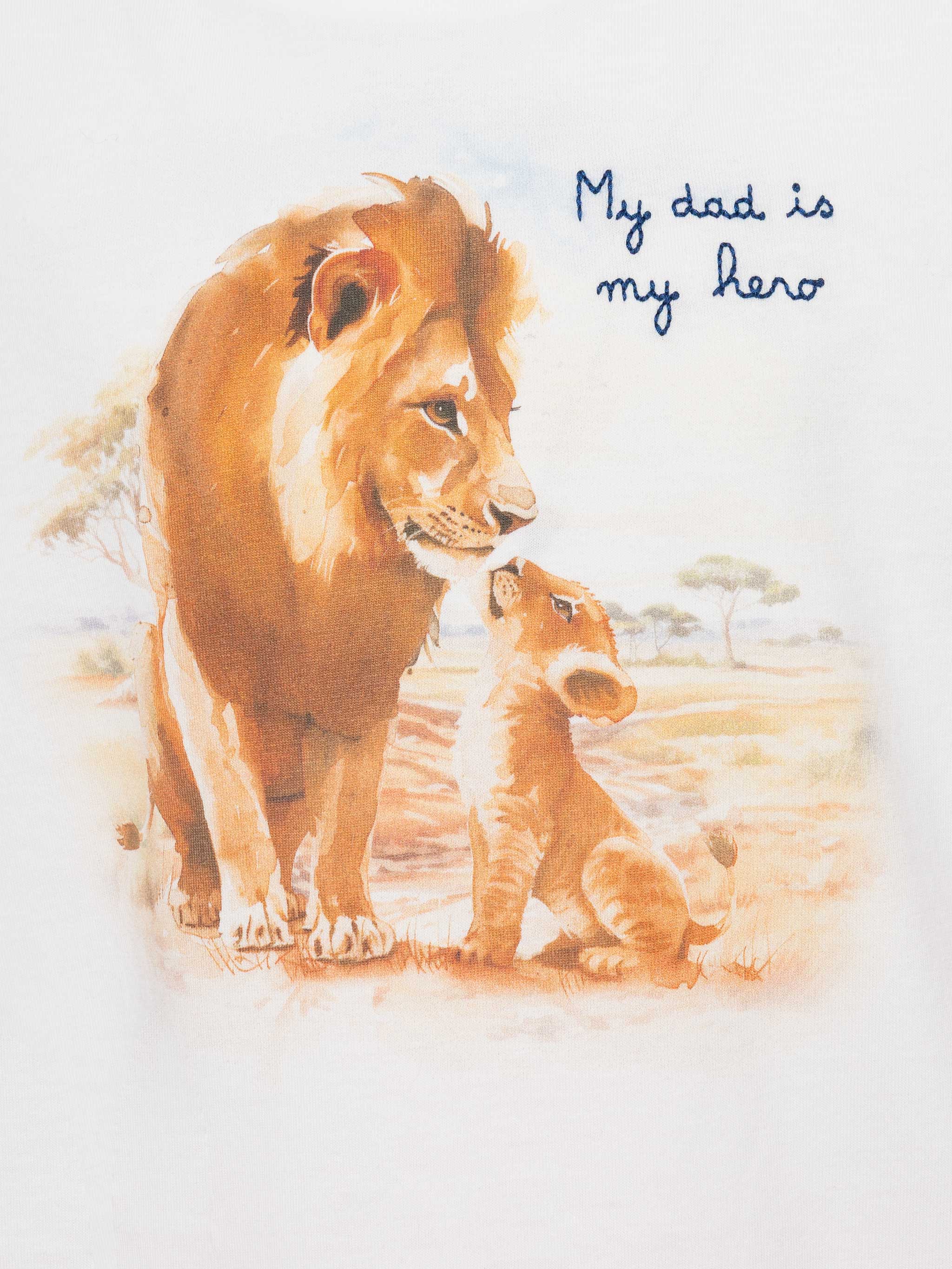 Cotton t-shirt with My Dad is my hero embroidery - Image 2