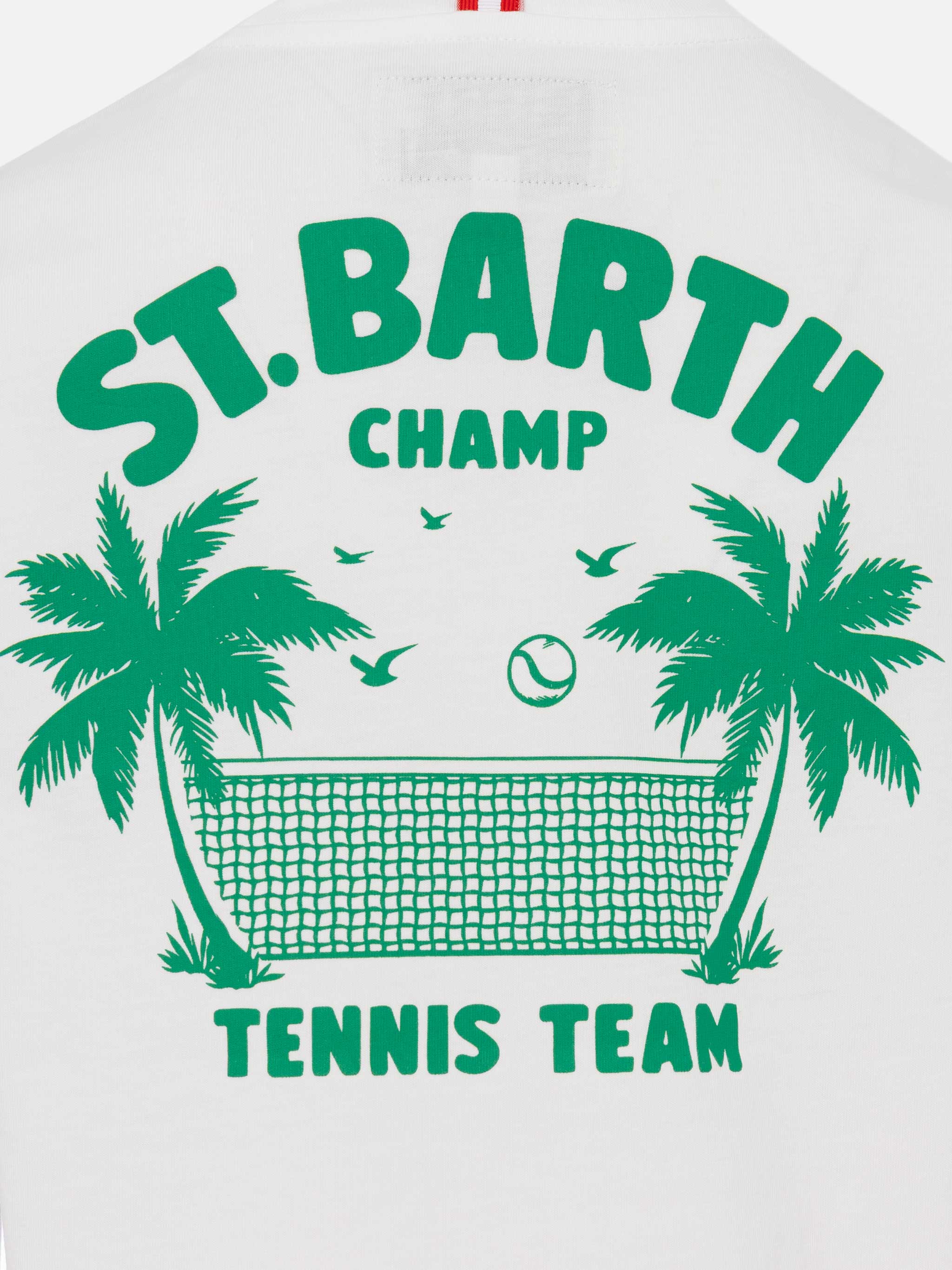 Cotton t-shirt with Saint Barth tennis team print - Image 3