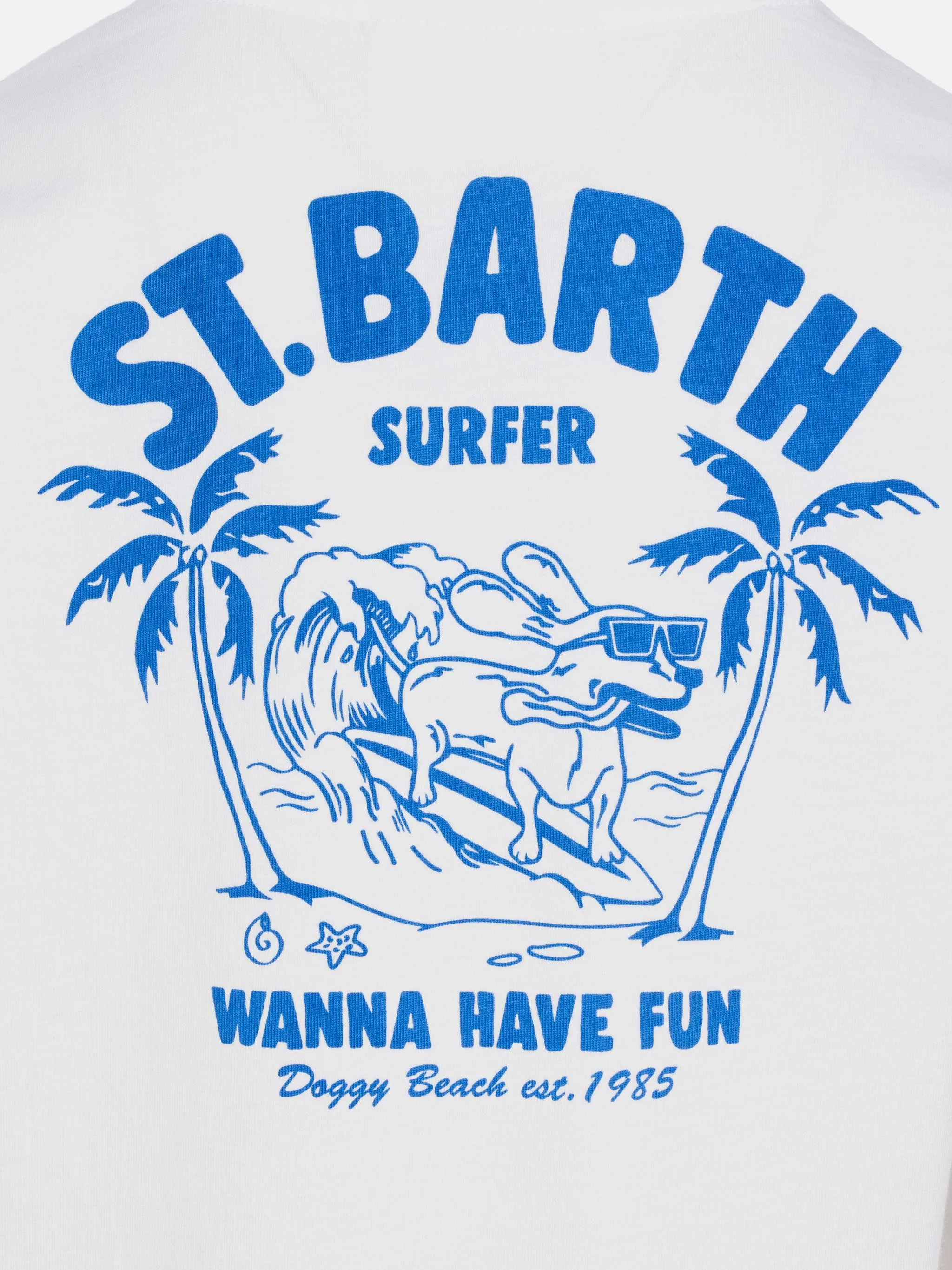 Cotton t-shirt with St. Barth surfer print - Image 3