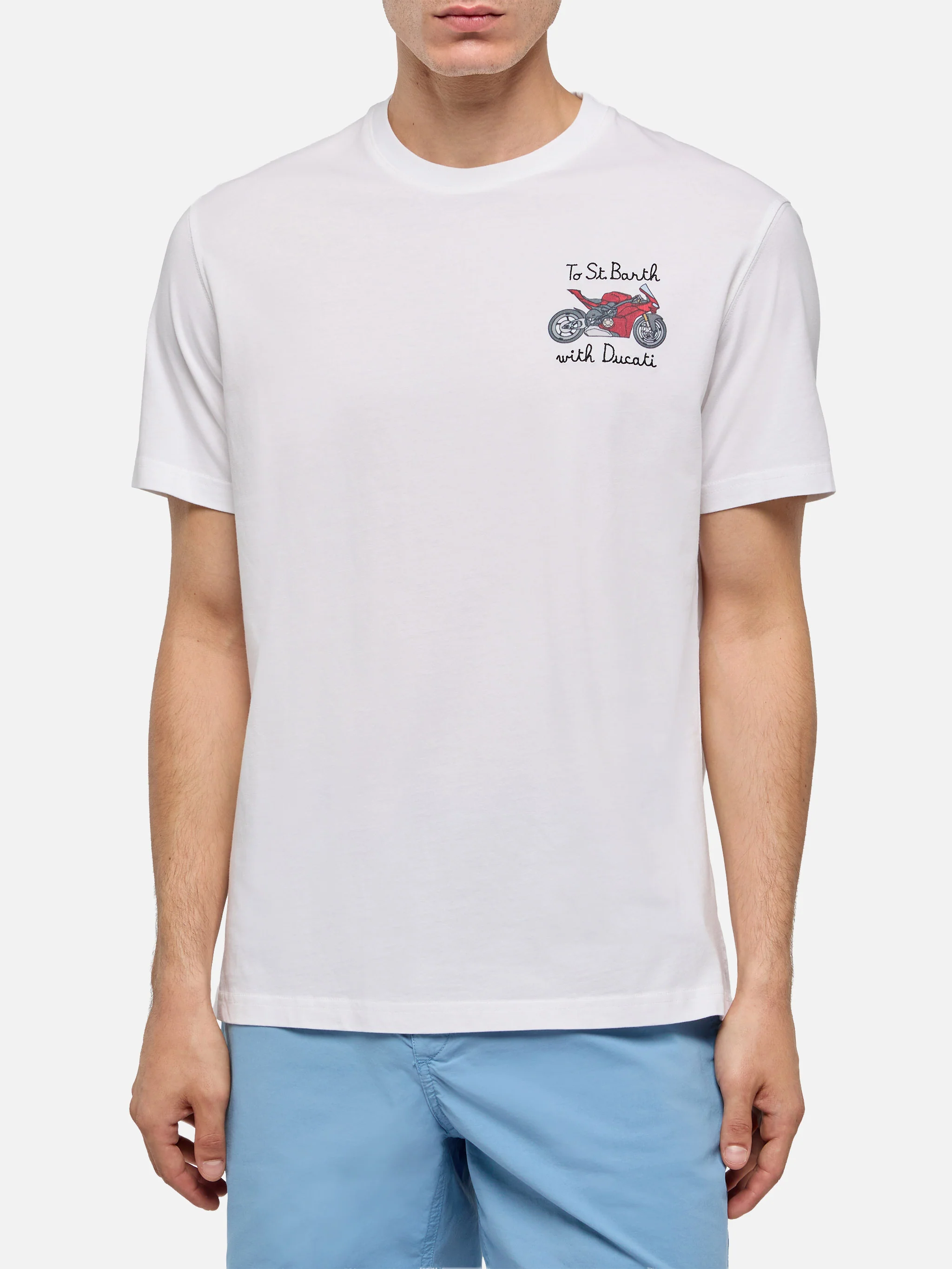 T-shirt with To St. Barth with Ducati embroidery | Special Edition - Image 3