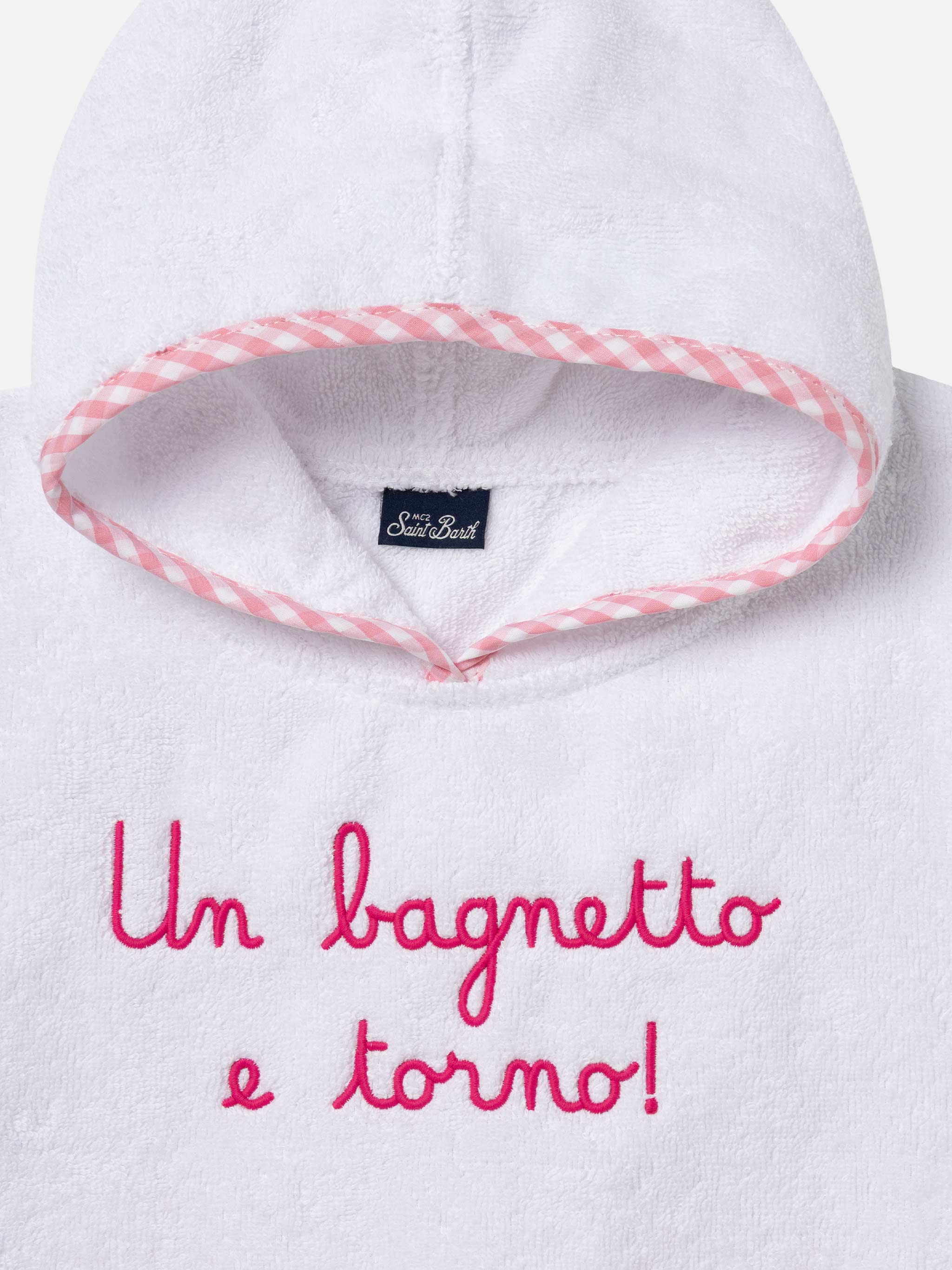 Cotton terry bathrobe with Un bagnetto e torno embroidery - Image 2