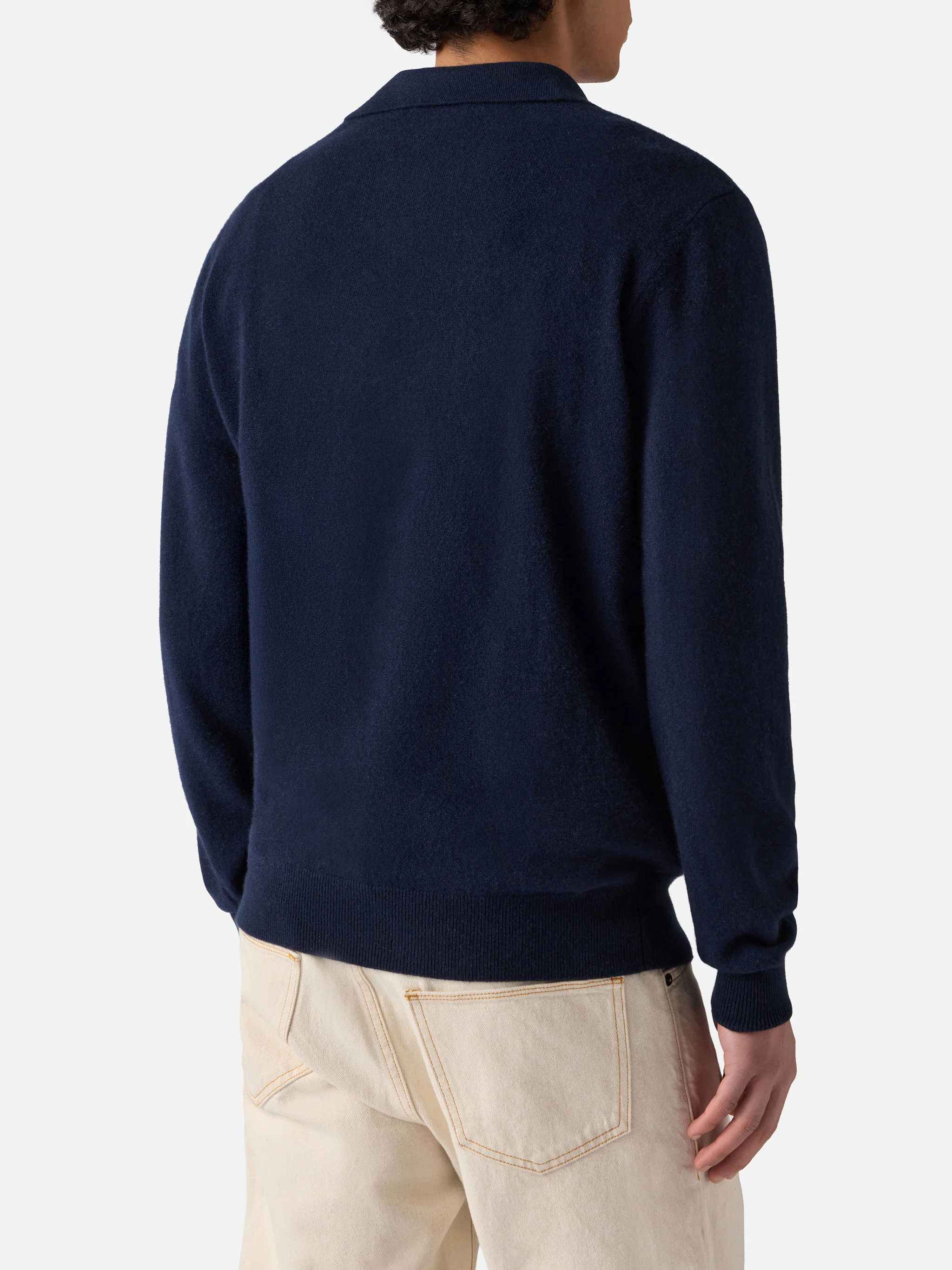 Covent cashmere knit polo in night blue - Image 3