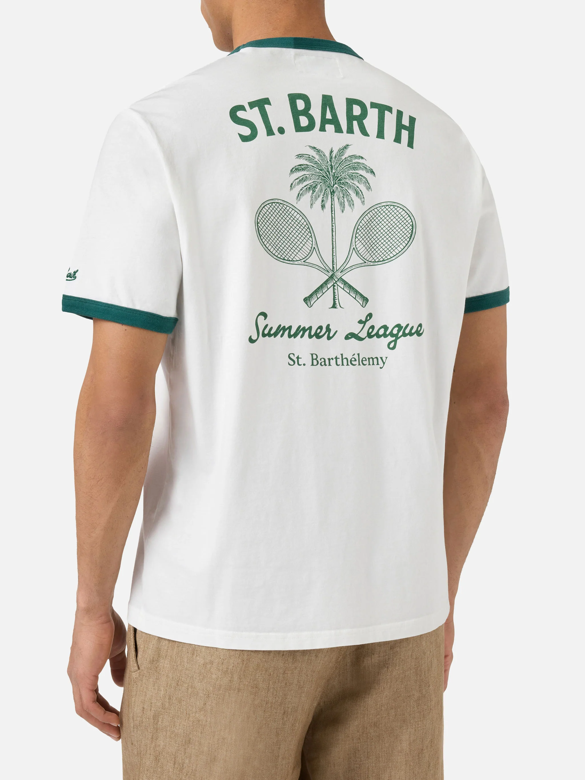 Cream Dean t-shirt with Tennis League print and maxi graphic on the back - Image 4