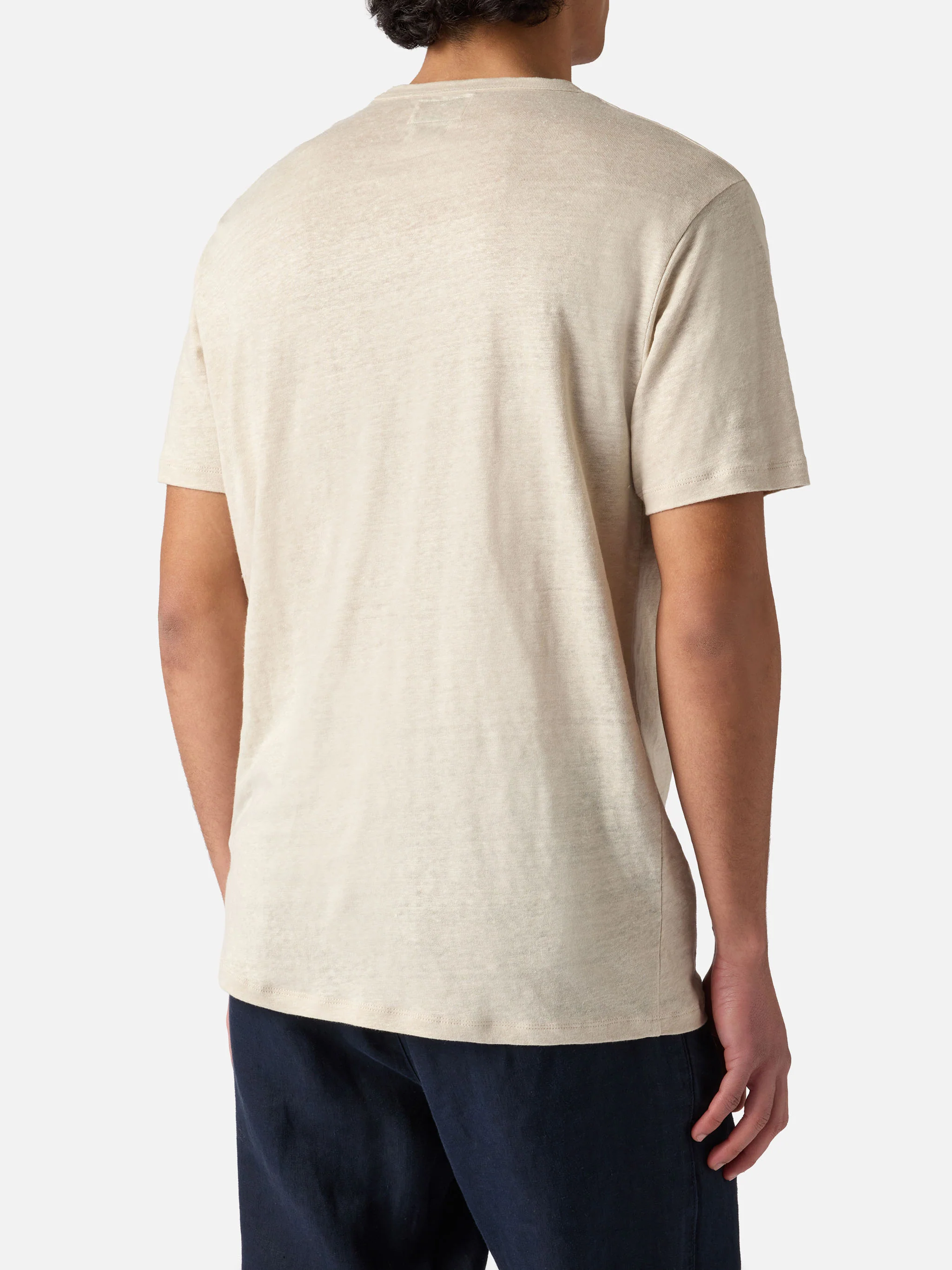 Cream Ecstasea pure linen t-shirt with logo embroidery - Image 4