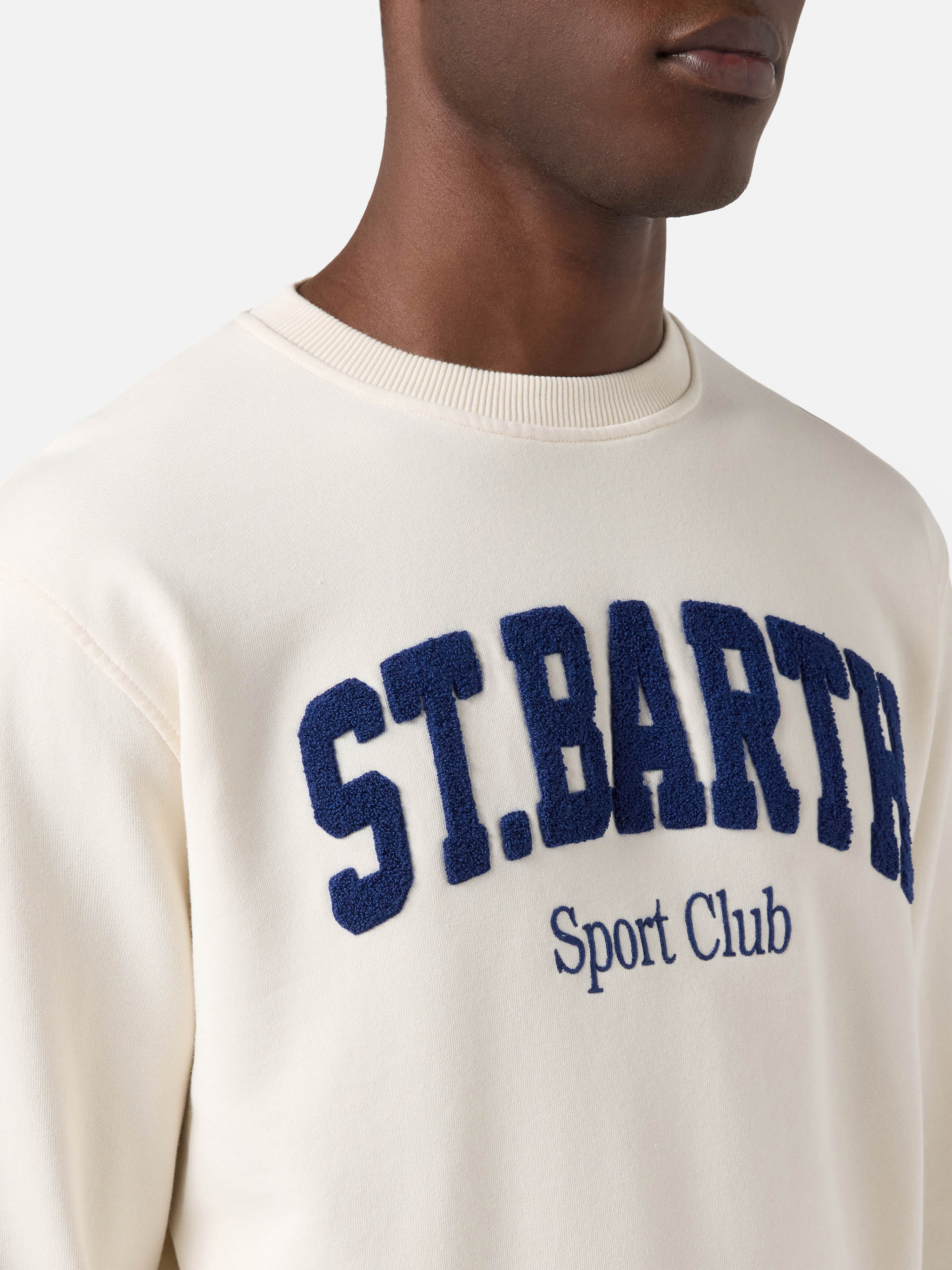 Cream Ponza cotton sweatshirt with Sport Club raised terry-effect logo - Image 2