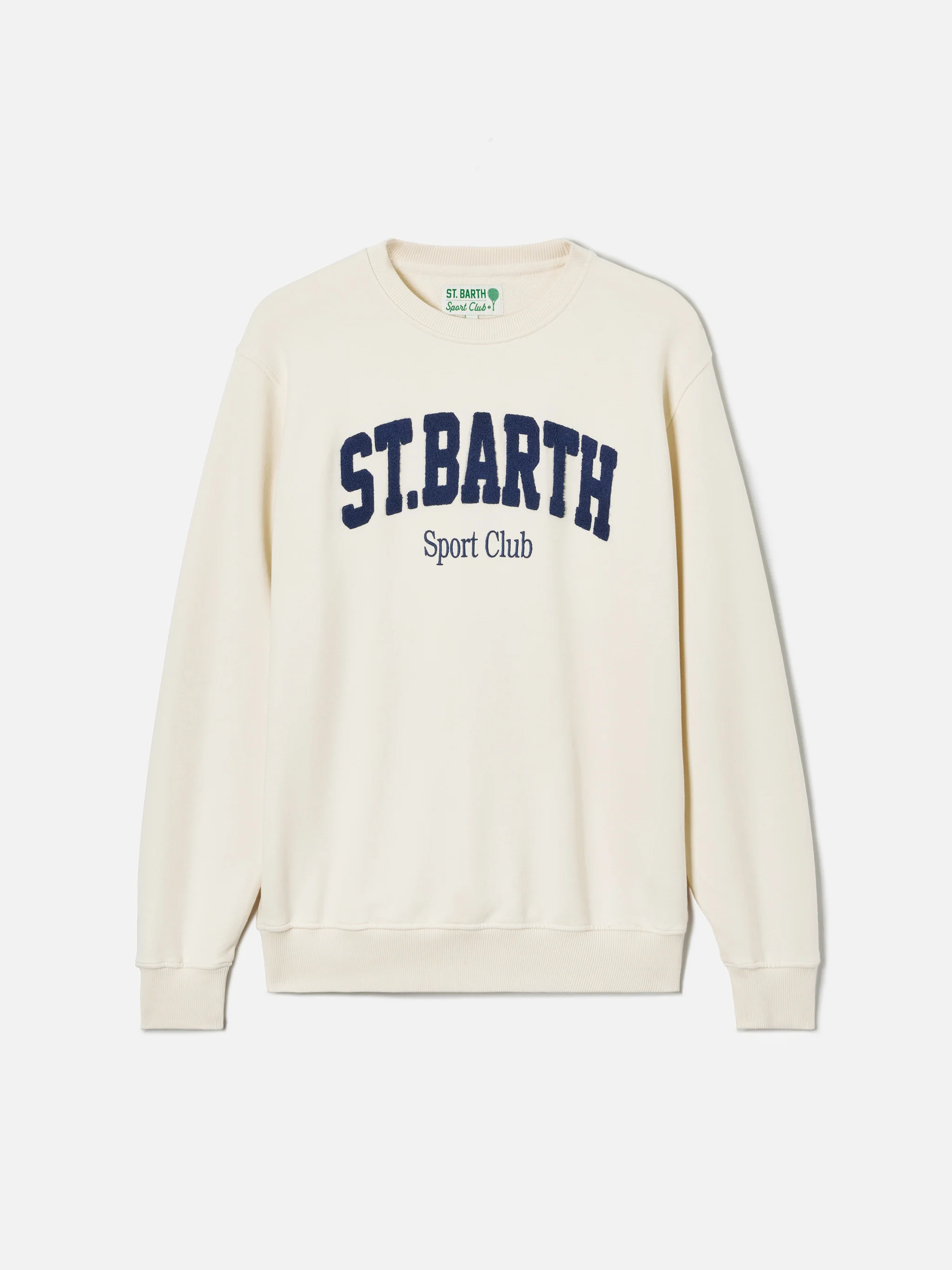Cream Ponza cotton sweatshirt with Sport Club raised terry-effect logo - Image 4