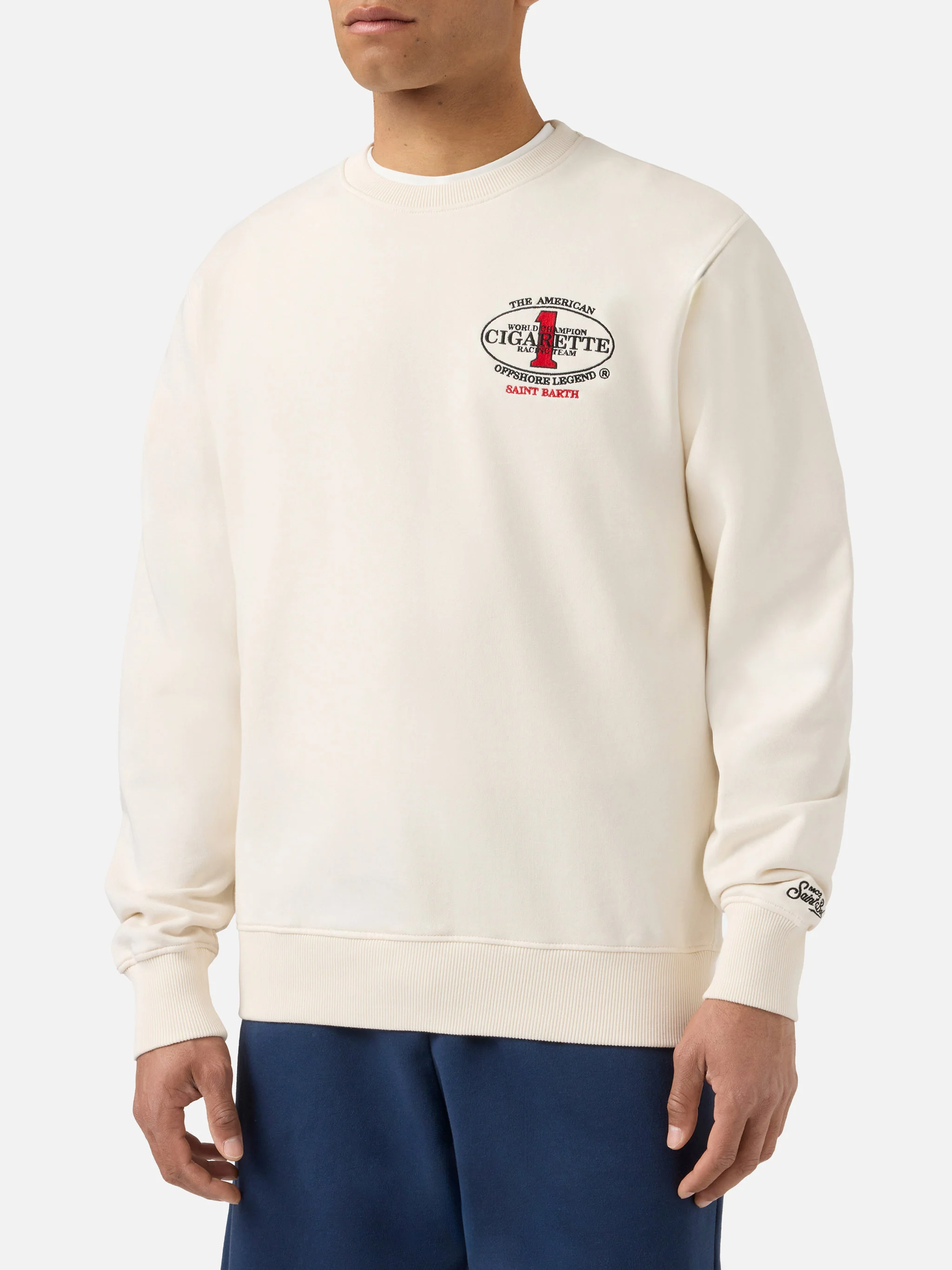 Cream Ponza crewneck sweatshirt with Cigarette print | Special Edition - Image 2