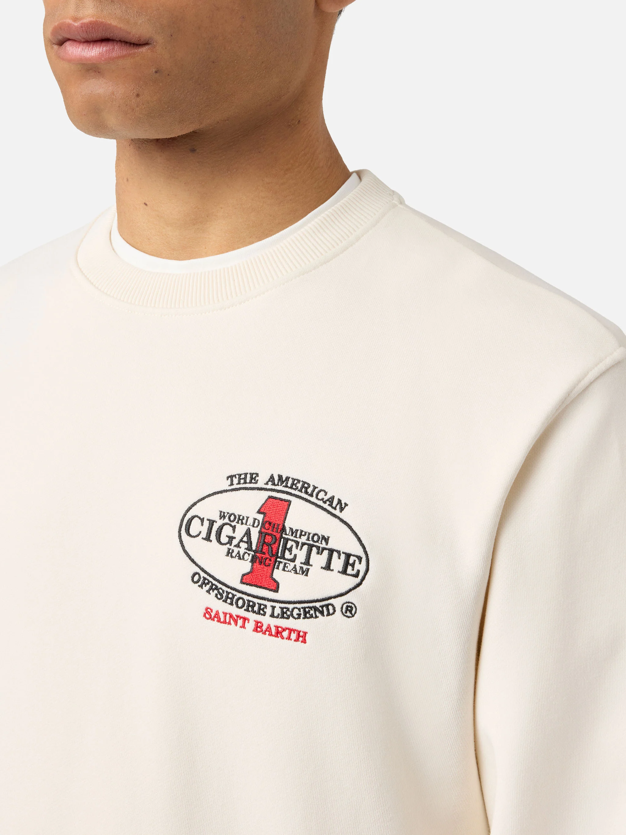 Cream Ponza crewneck sweatshirt with Cigarette print | Special Edition - Image 3