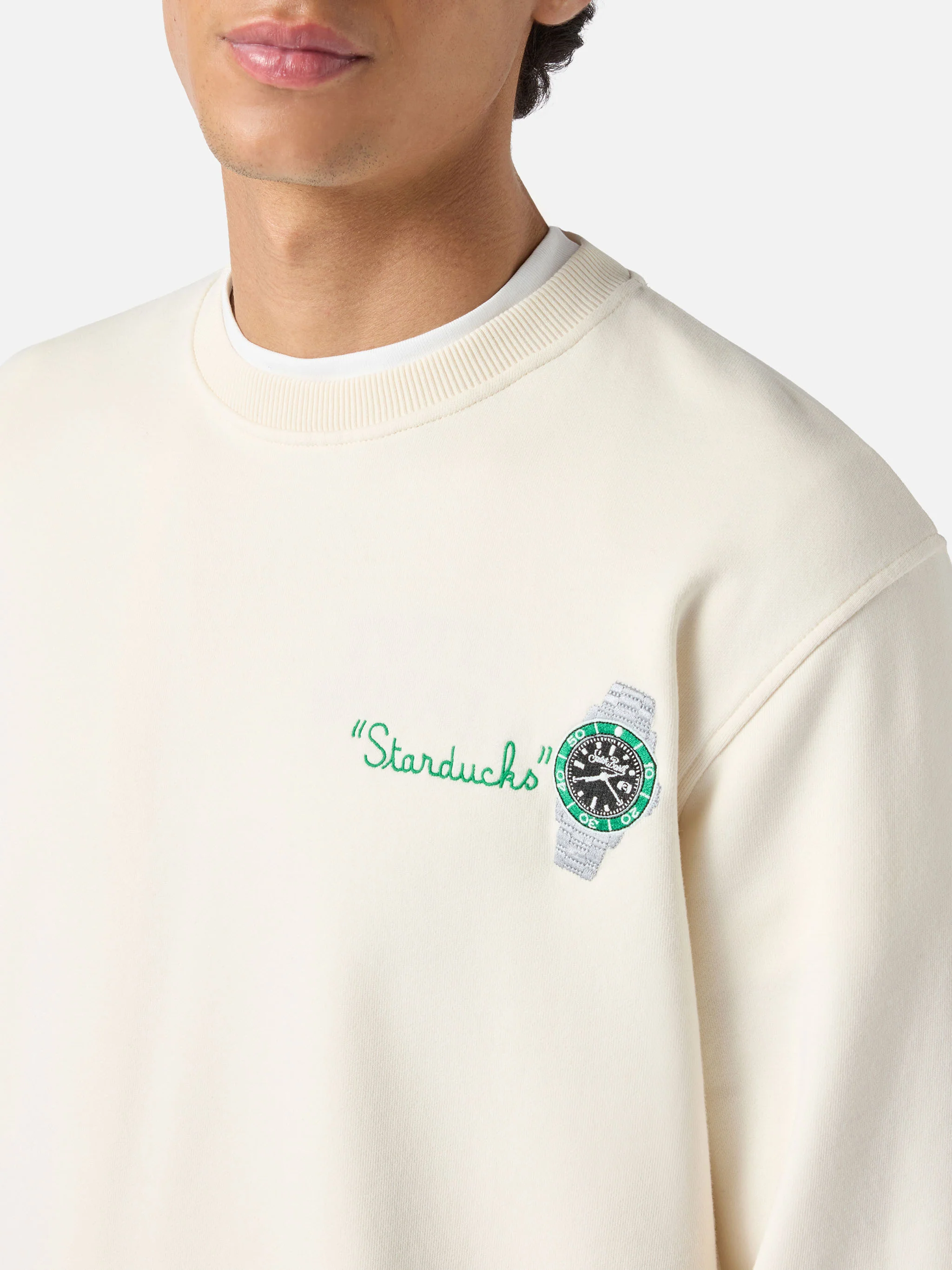 Cream Ponza sweatshirt with Starducks embroidery - Image 2