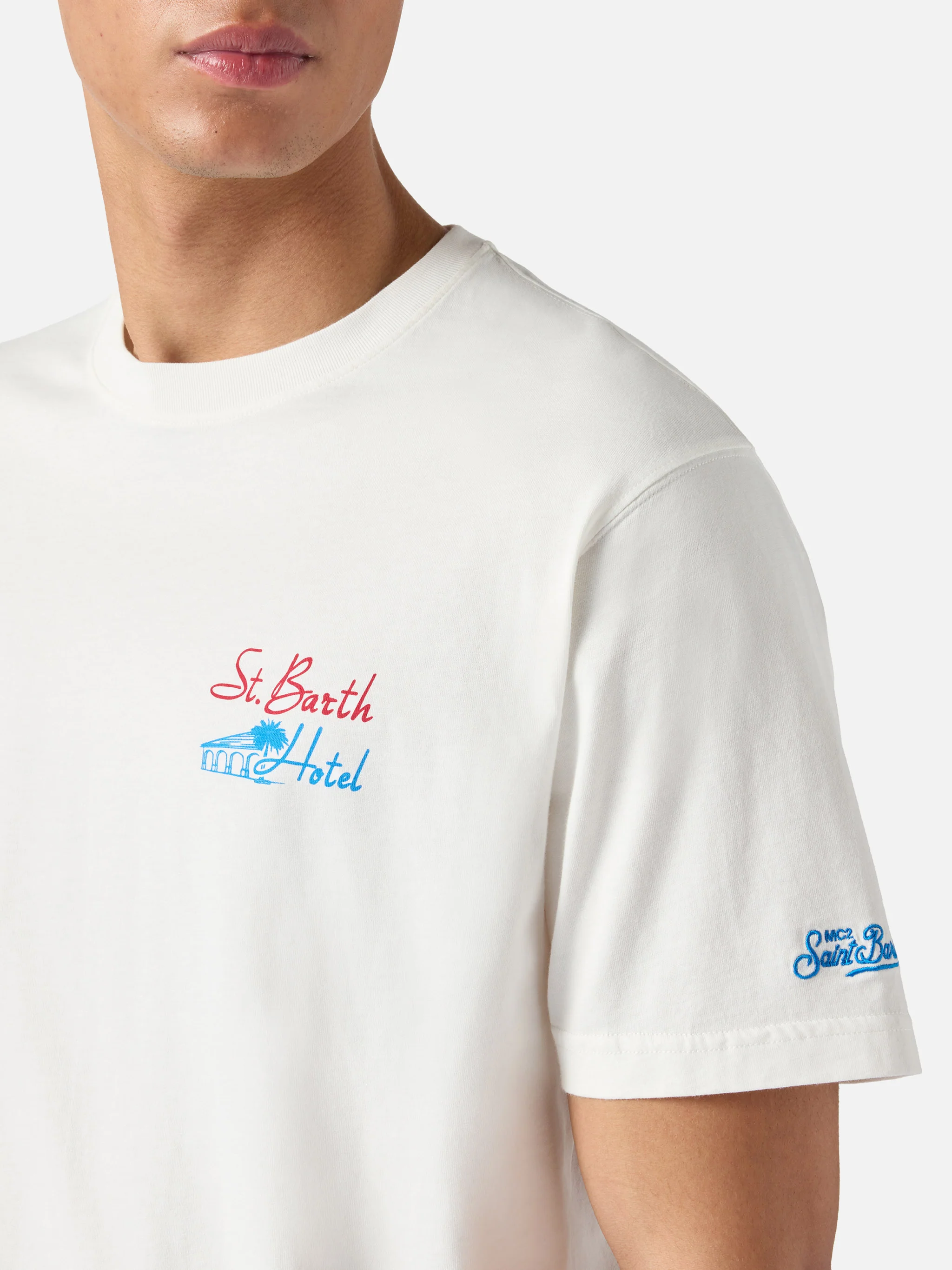 Cream Portland t-shirt with St. Barth Hotel print - Image 2