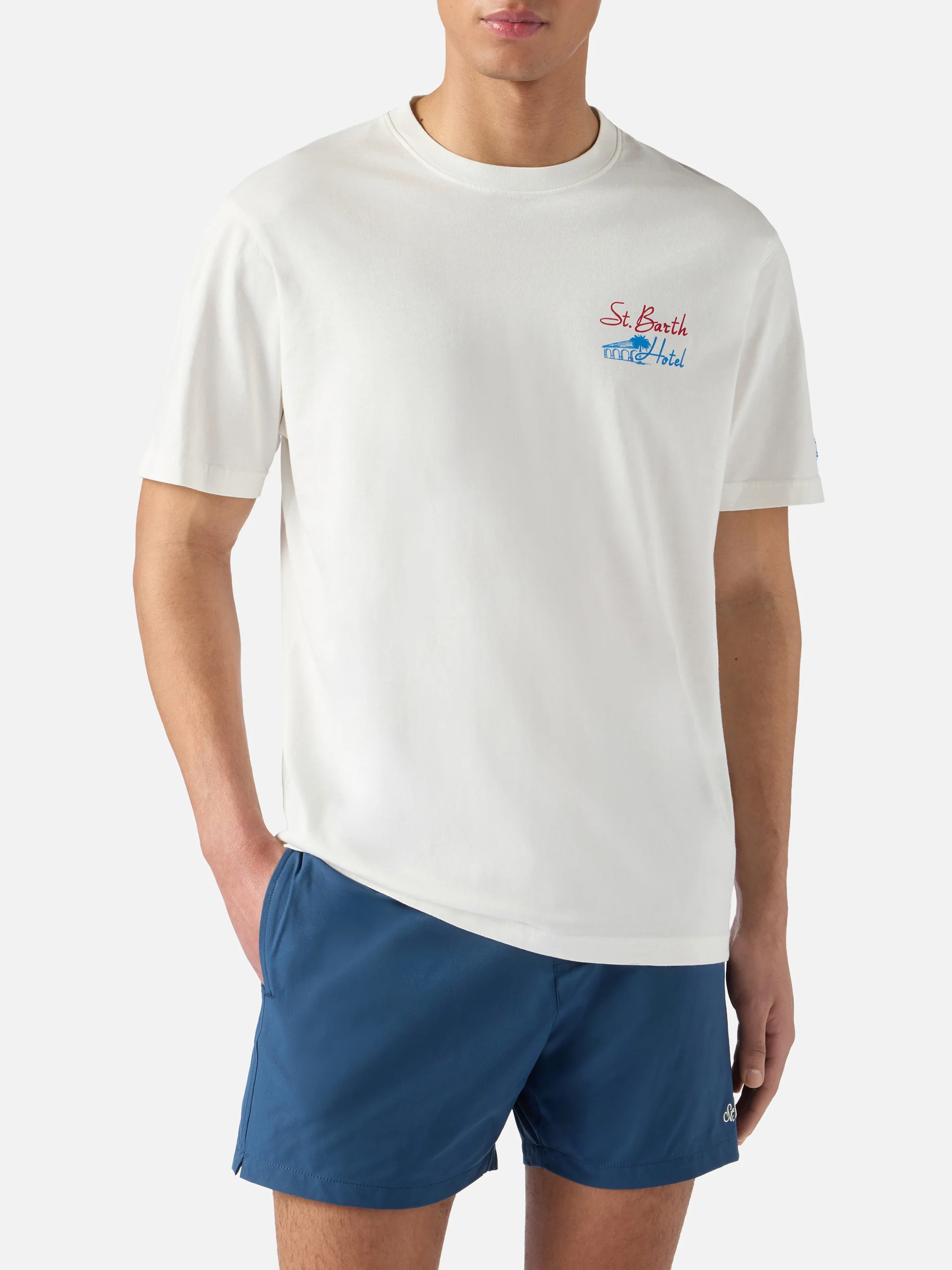 Cream Portland t-shirt with St. Barth Hotel print - Image 3