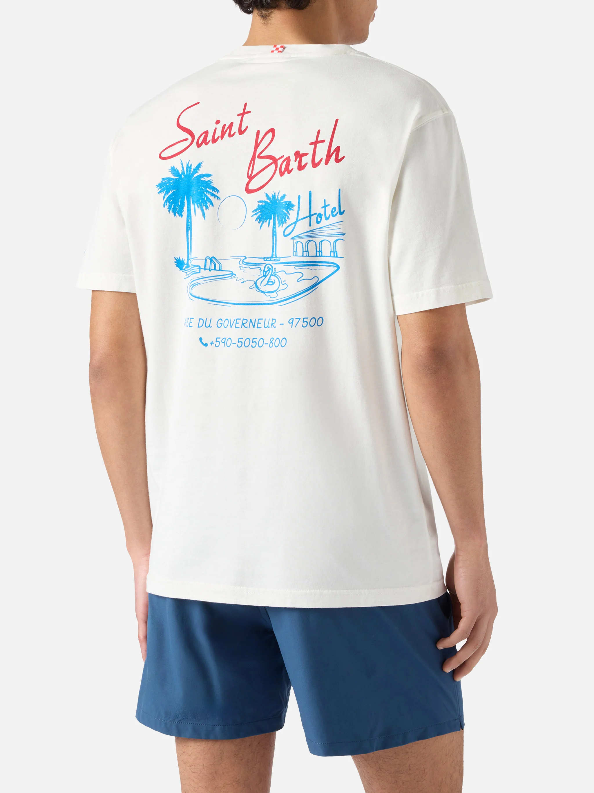 Cream Portland t-shirt with St. Barth Hotel print - Image 4