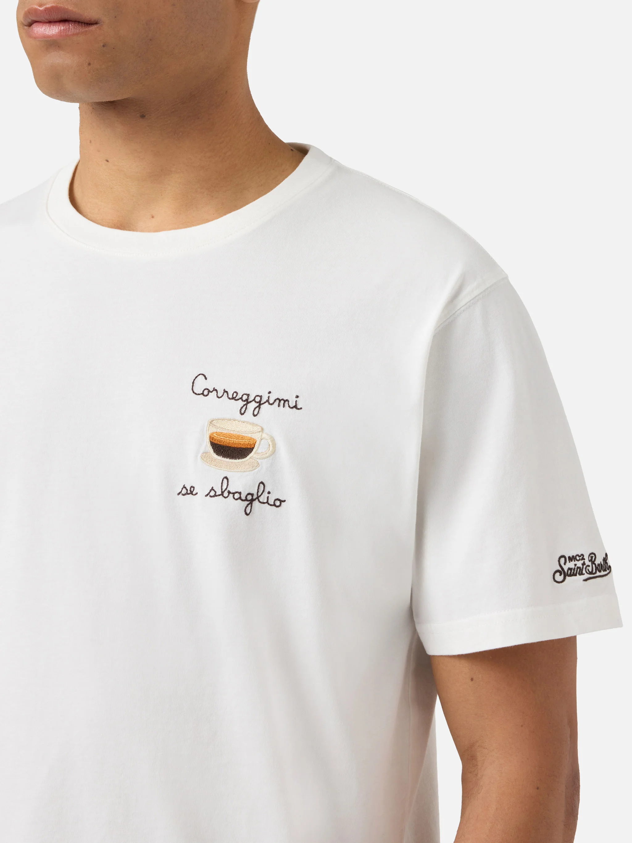 Cream Portofino T-shirt with Correggimi Se Sbaglio embroidery - Image 2