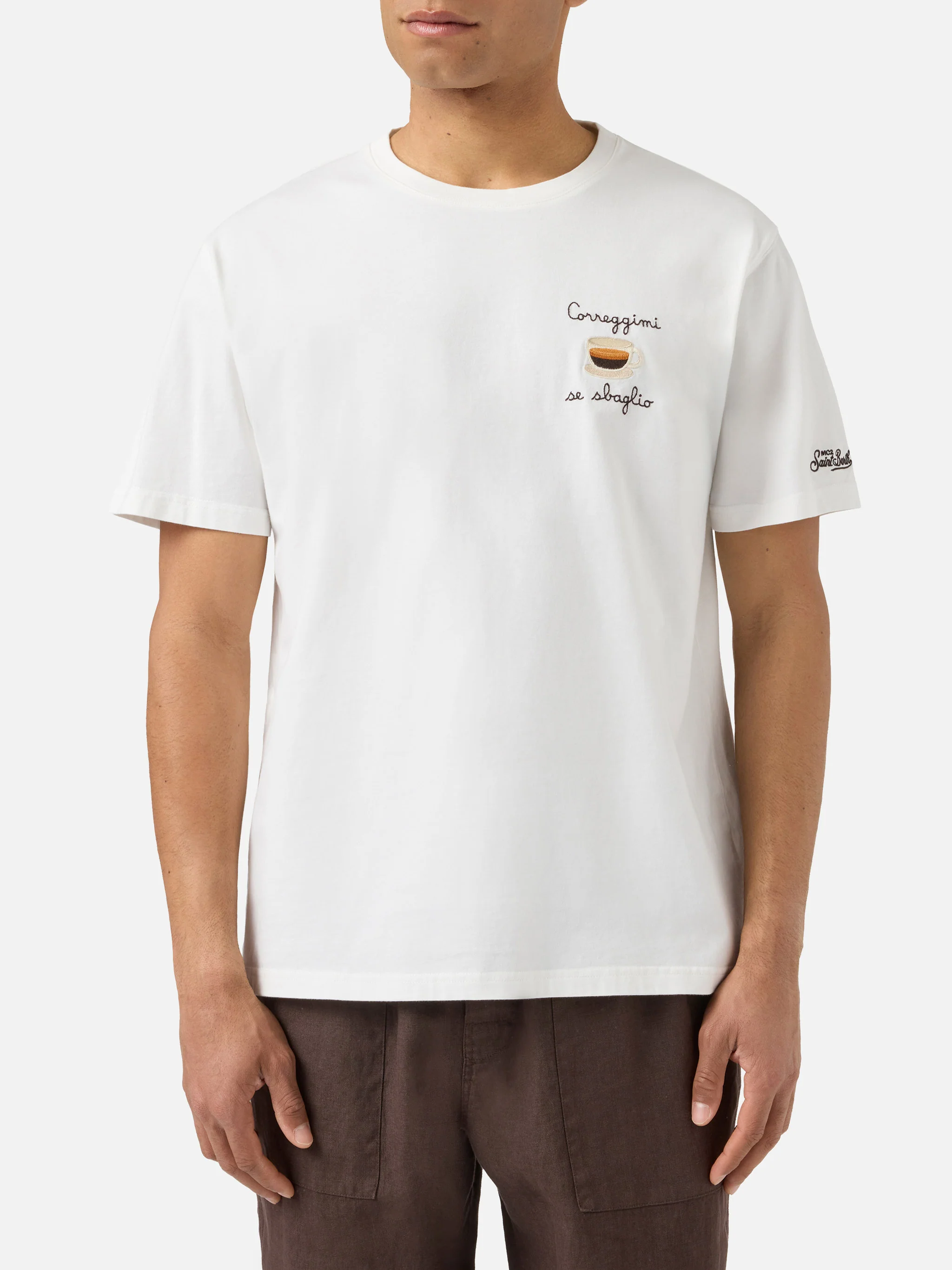 Cream Portofino T-shirt with Correggimi Se Sbaglio embroidery - Image 3