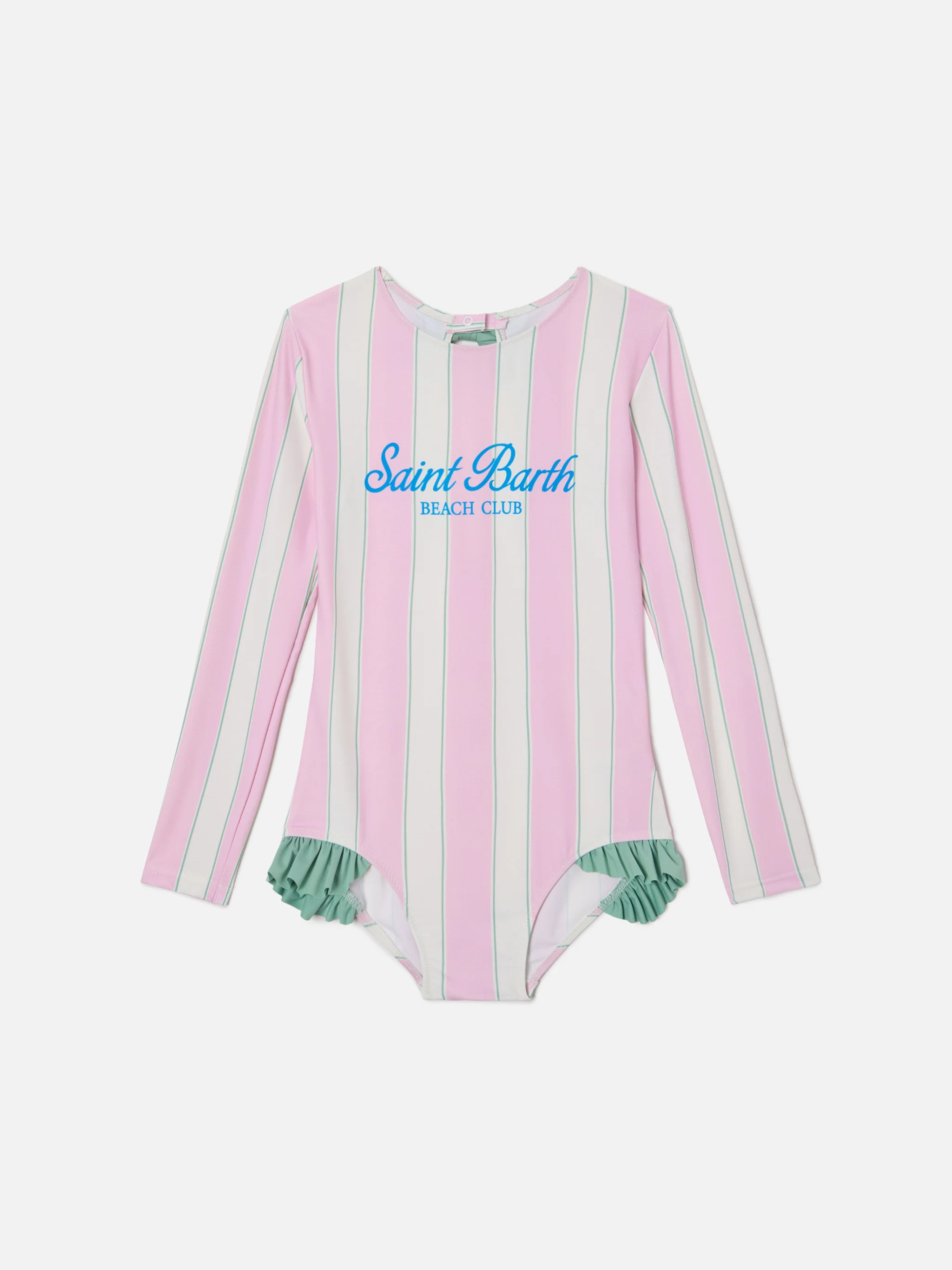 Cressy long-sleeve one-piece swimsuit with Beach Club print