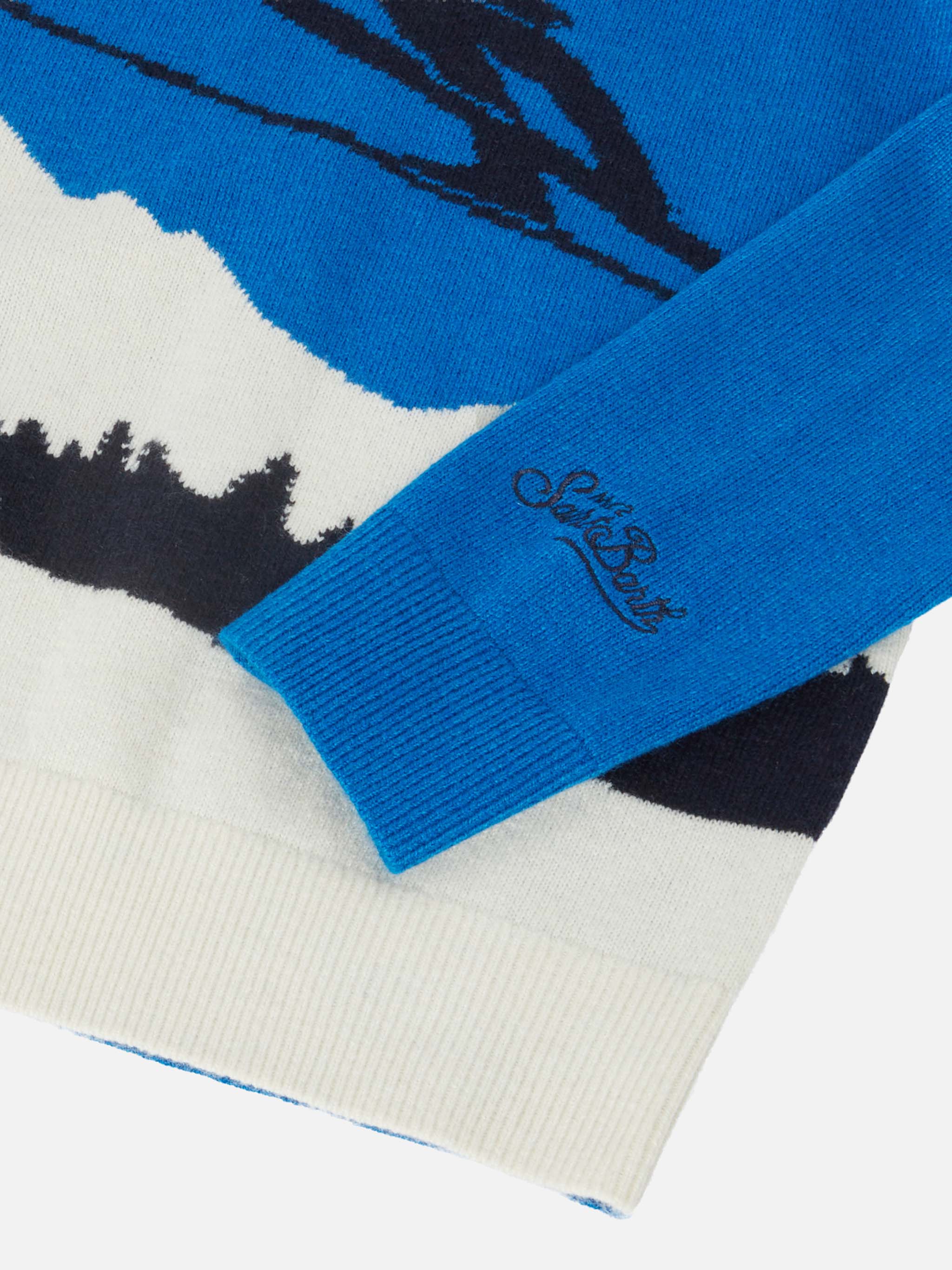 Crewneck Douglas with Cortina postcard jacquard - Image 4