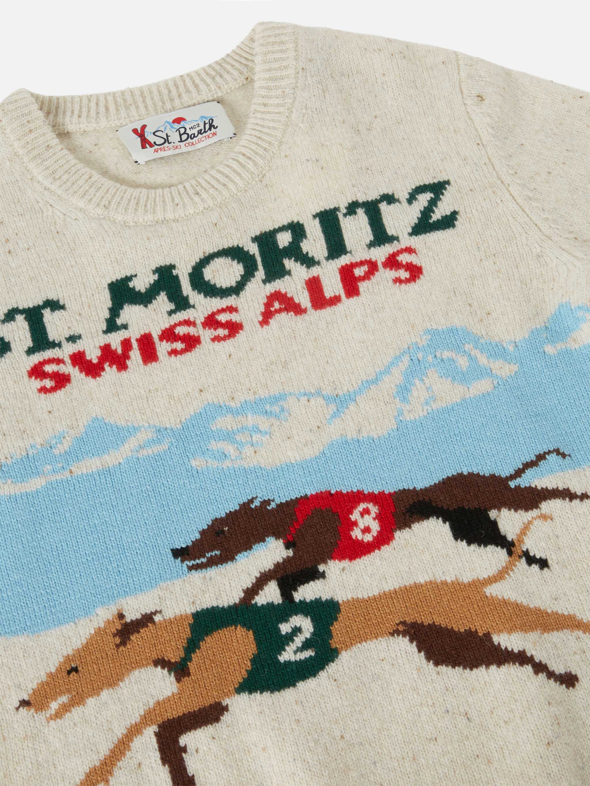 Crewneck Douglas with Saint Moritz postcard jacquard - Image 2